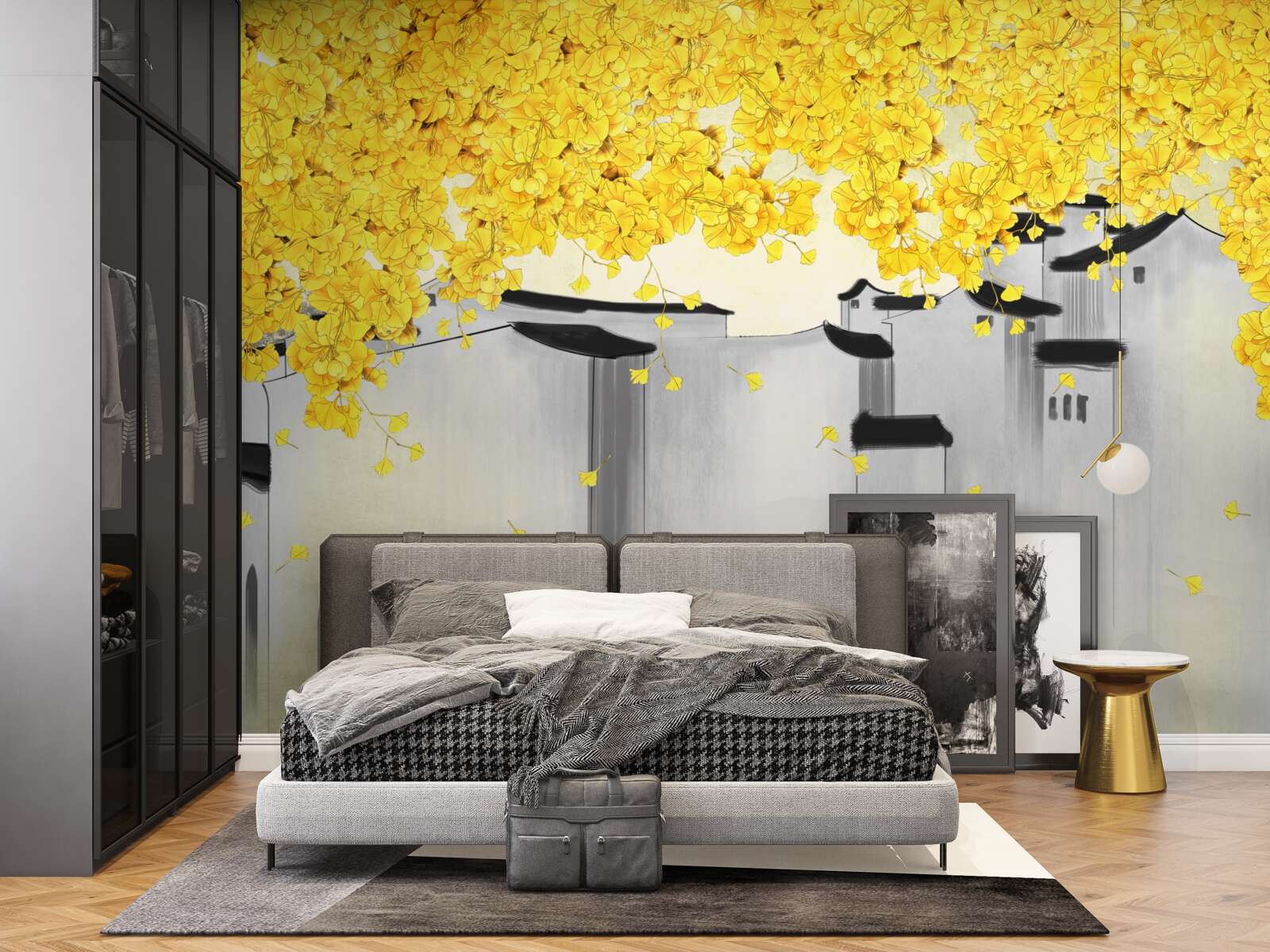 Фотошпалери пишні рослини здіймаються над дахами будівель