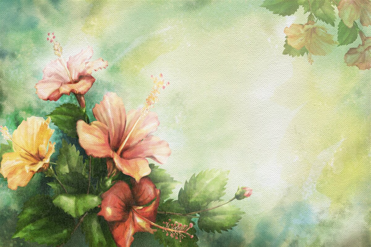 Фотошпалери красиві акварельні рослини