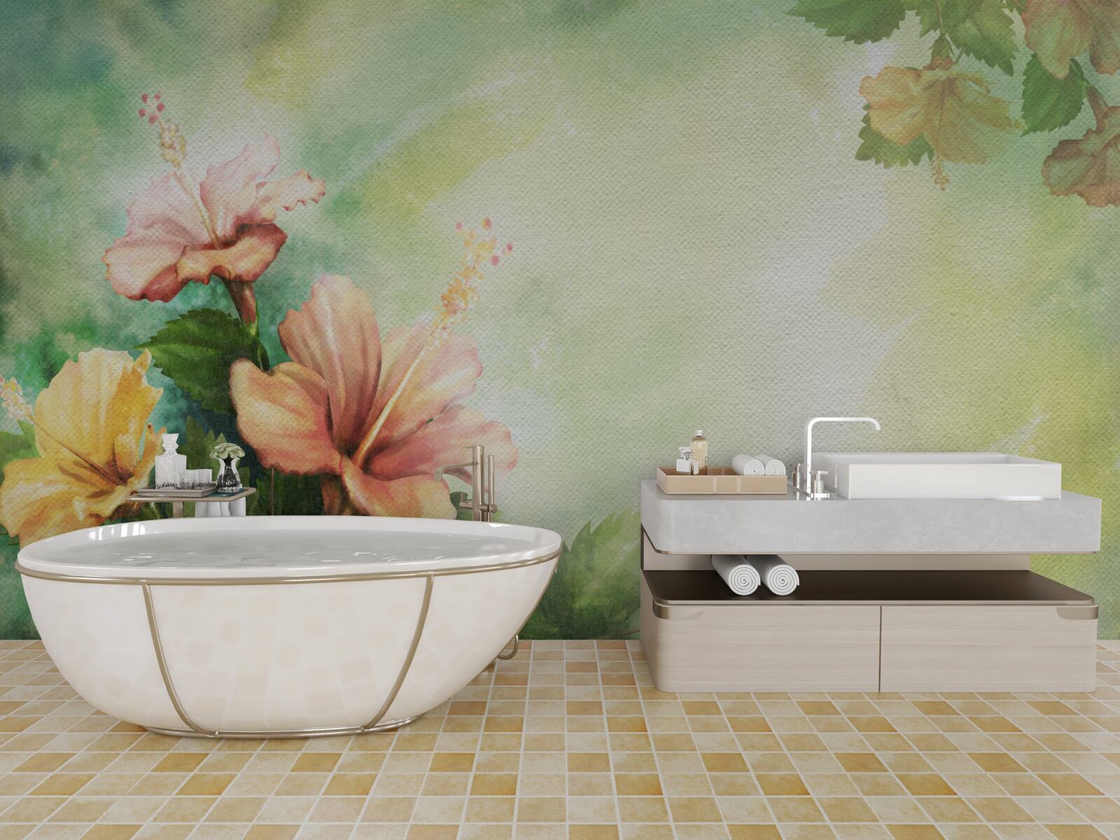 Фотошпалери красиві акварельні рослини