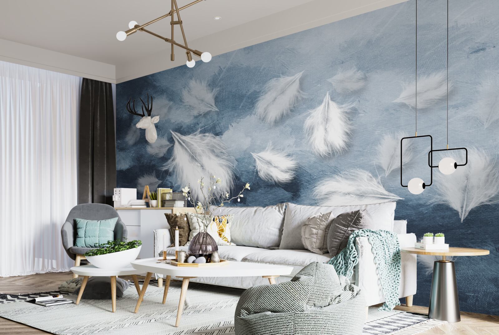 Фотошпалери м'яке білосніжне пір'я