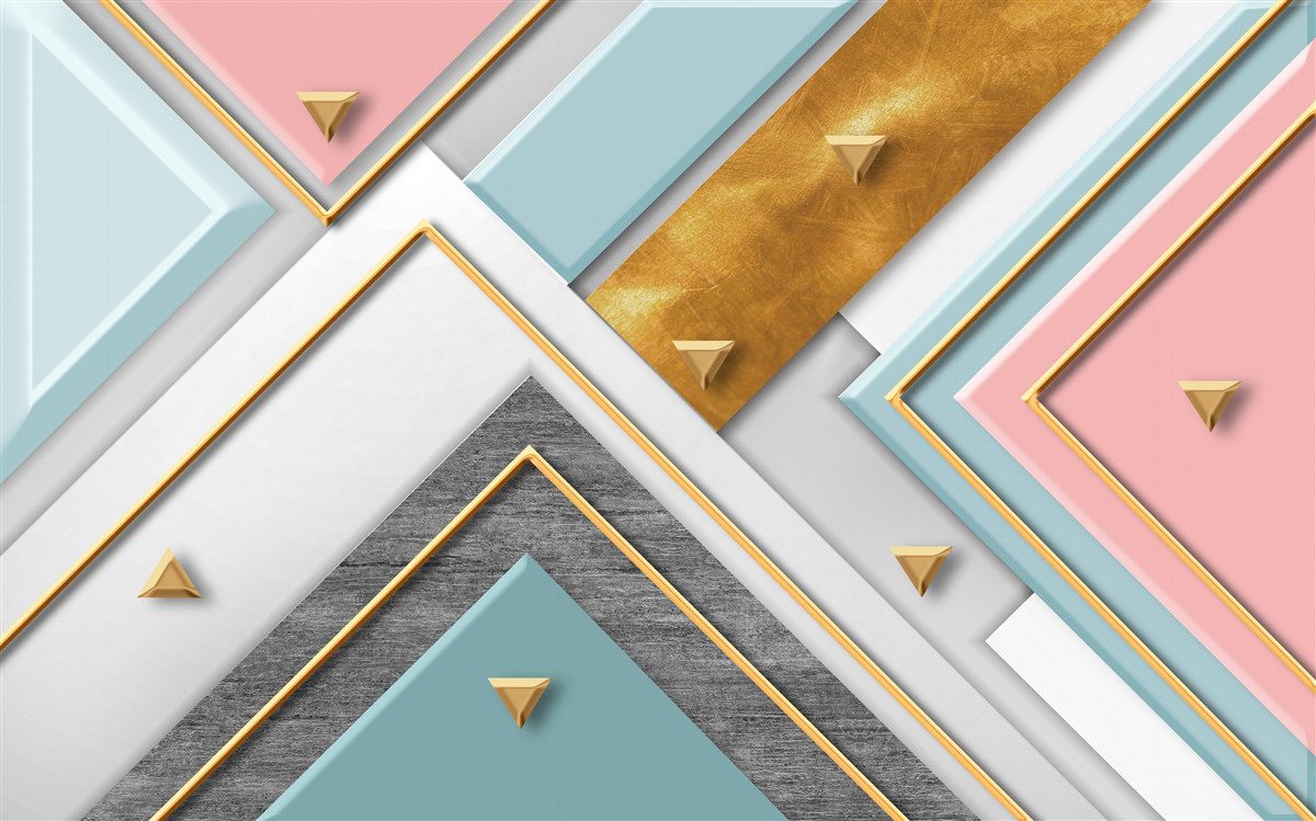 Фотошпалери ніжна рожева мозаїка, прикрашена золотом