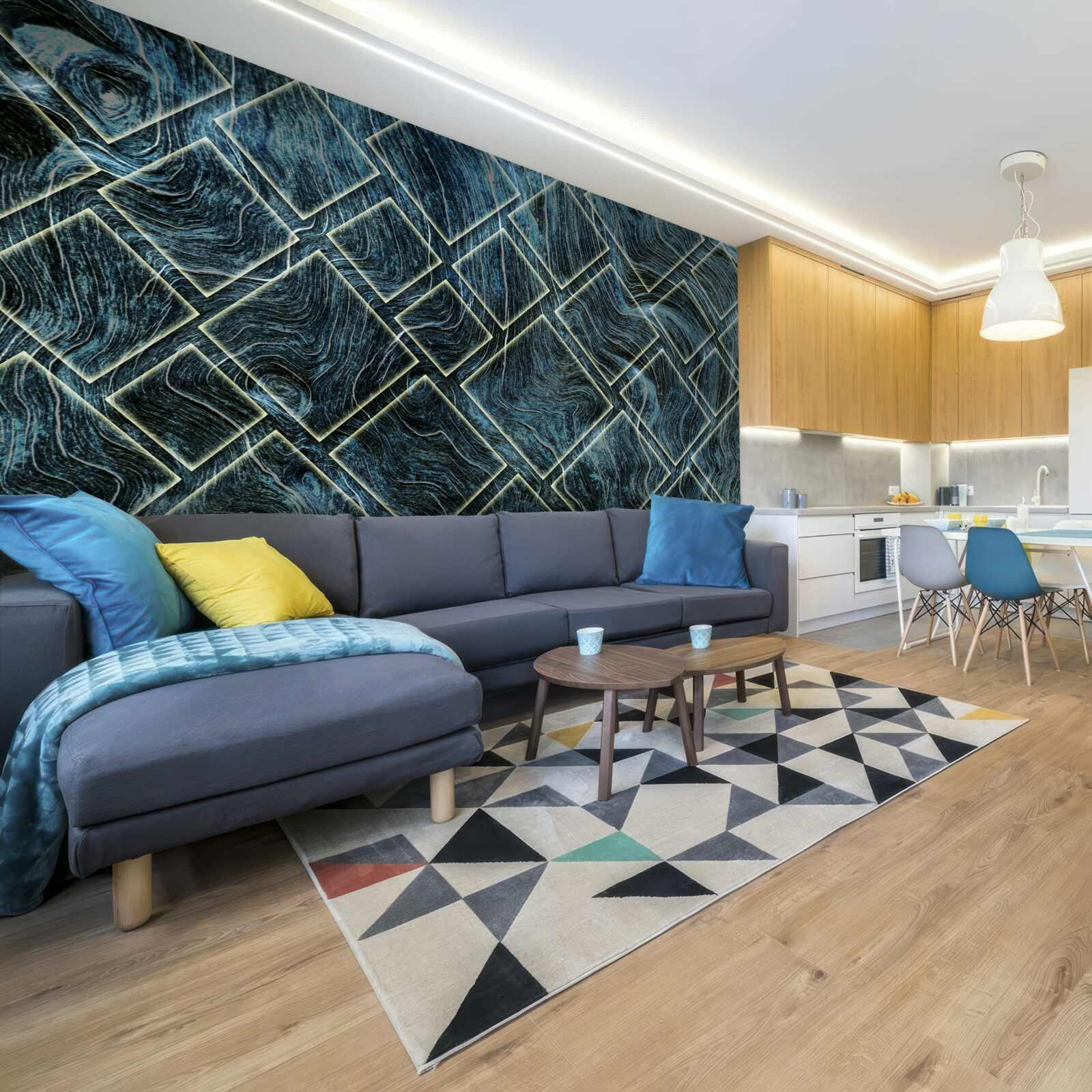 Фотошпалери білі фігури в чорному диму