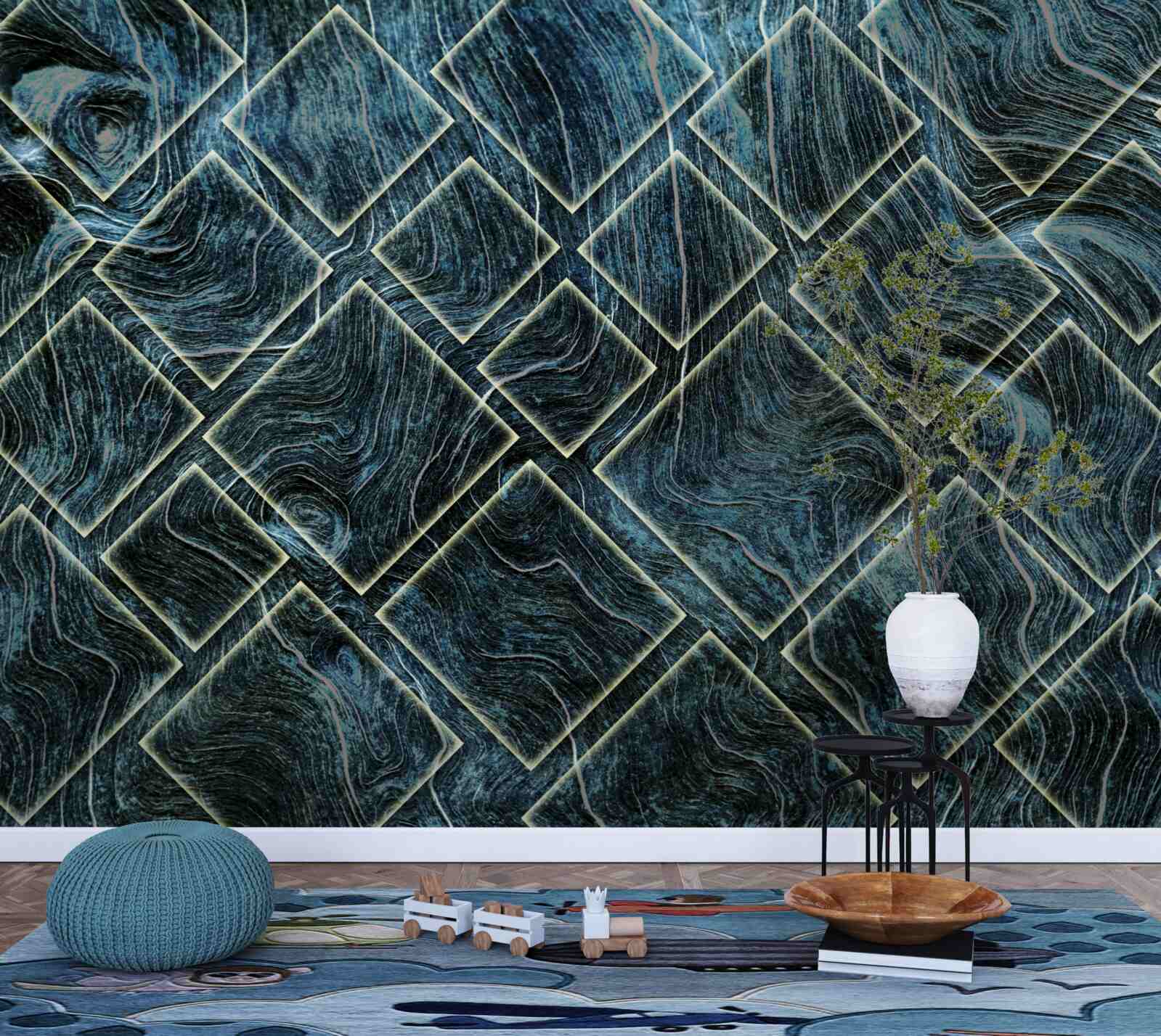 Фотошпалери білі фігури в чорному диму