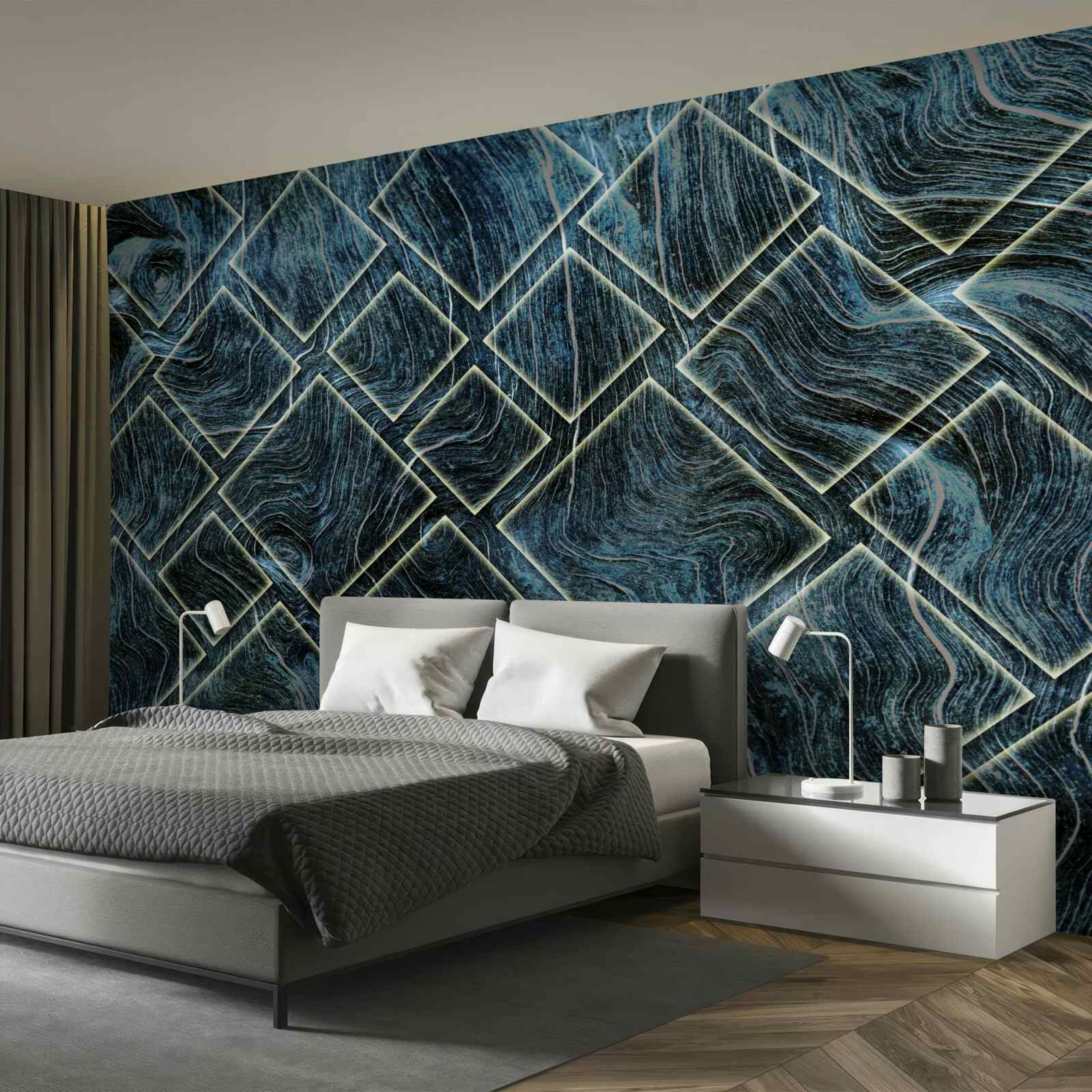 Фотошпалери білі фігури в чорному диму