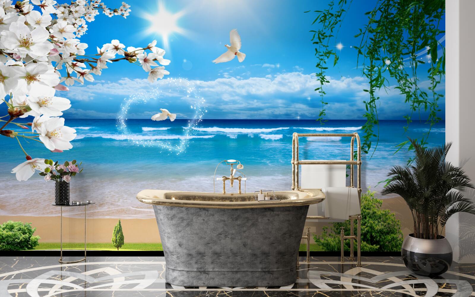 Фотошпалери океанські пасовища в зеленому кольорі