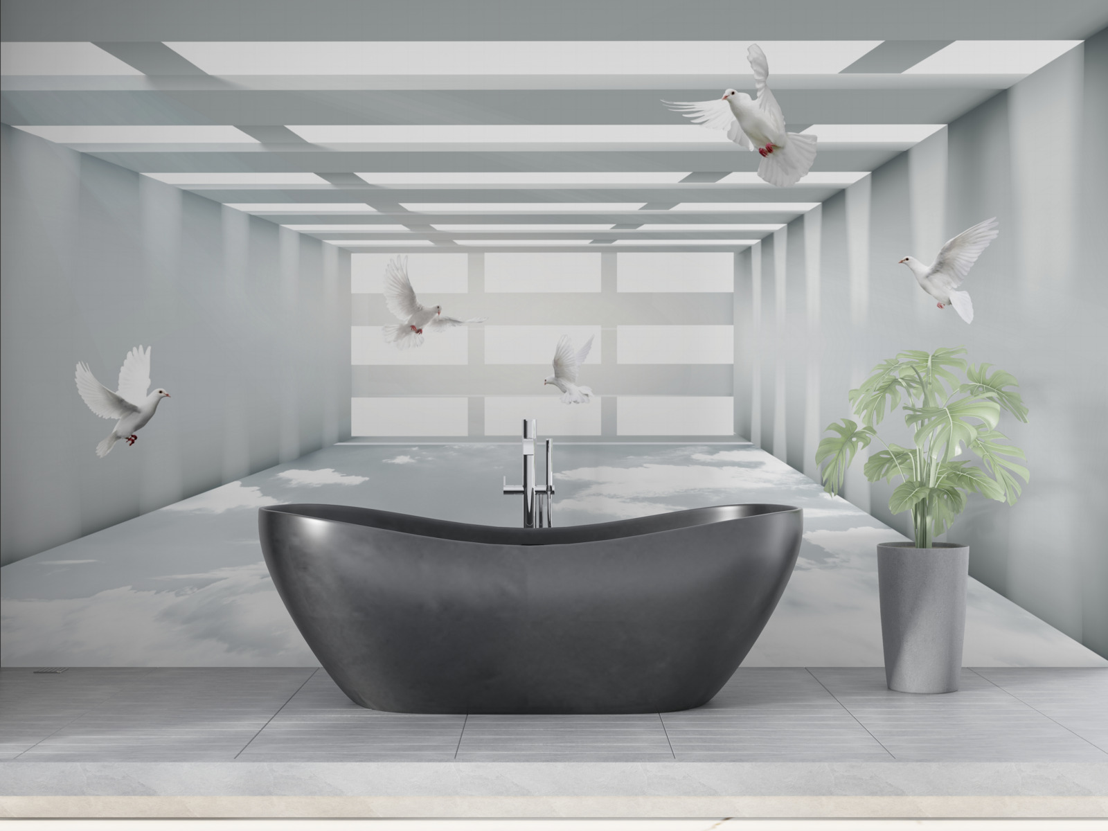 Фотошпалери світлий прохід, де в повітрі літають метелики