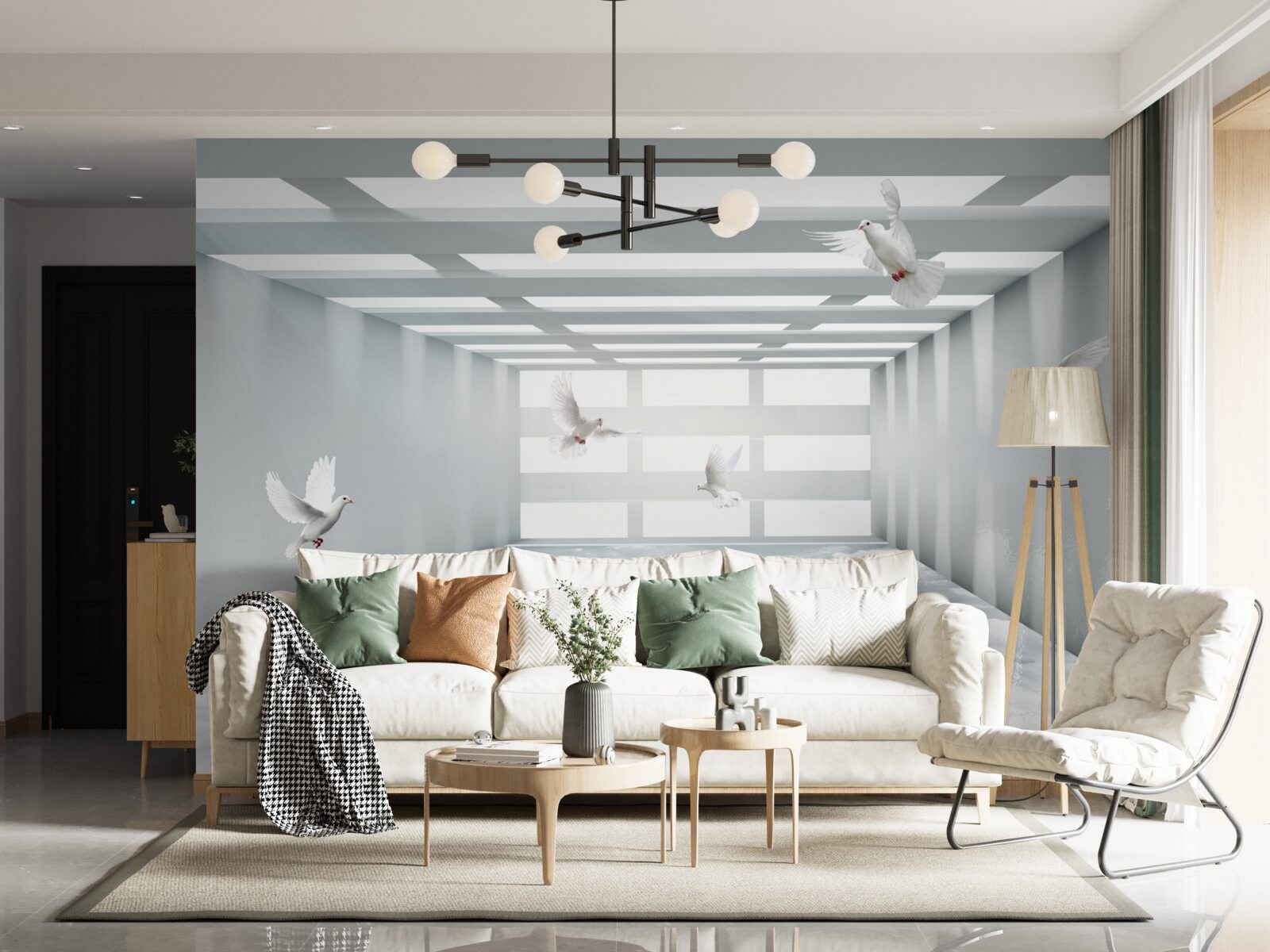 Фотошпалери світлий прохід, де в повітрі літають метелики