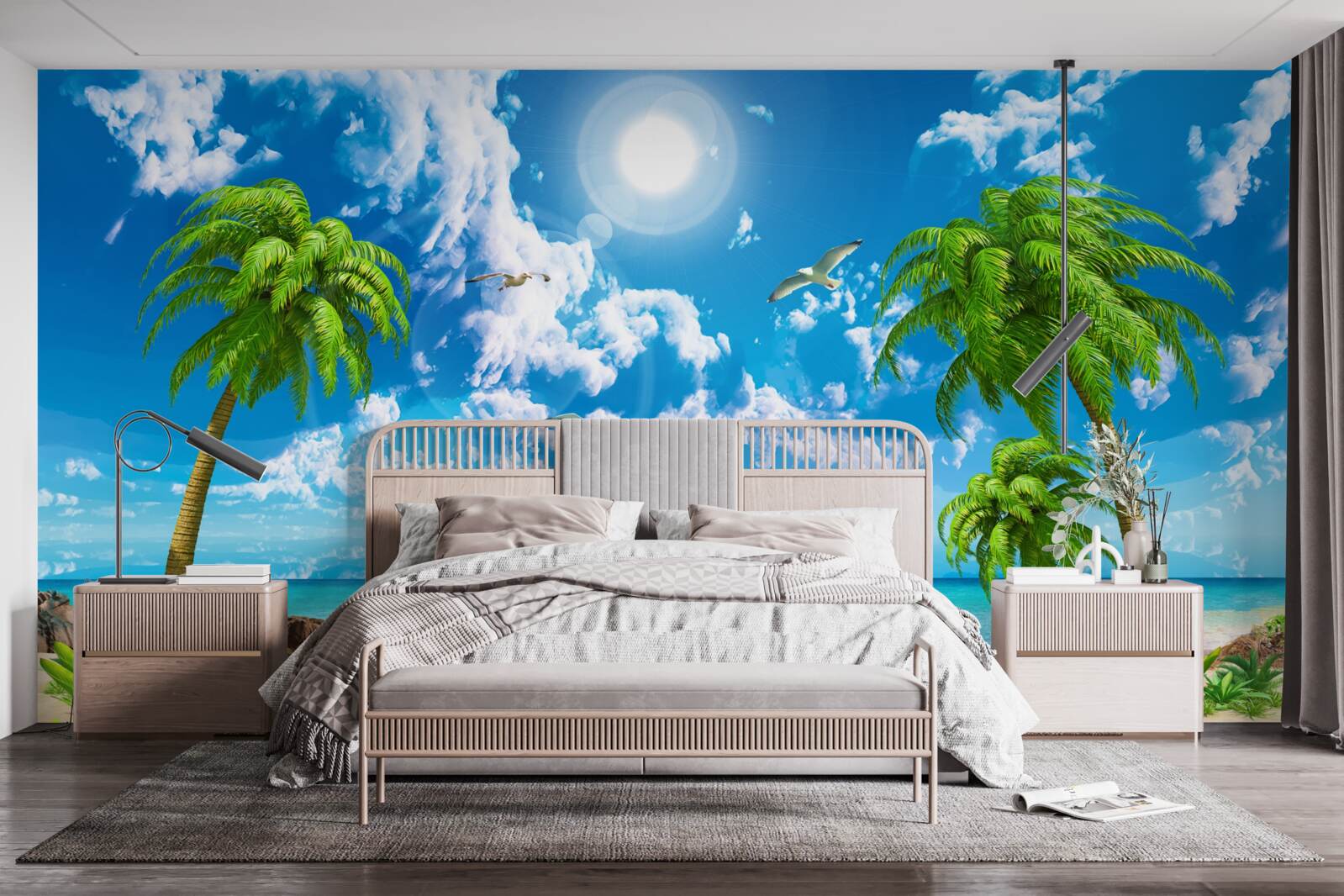 Фотошпалери тропічний причал з човном