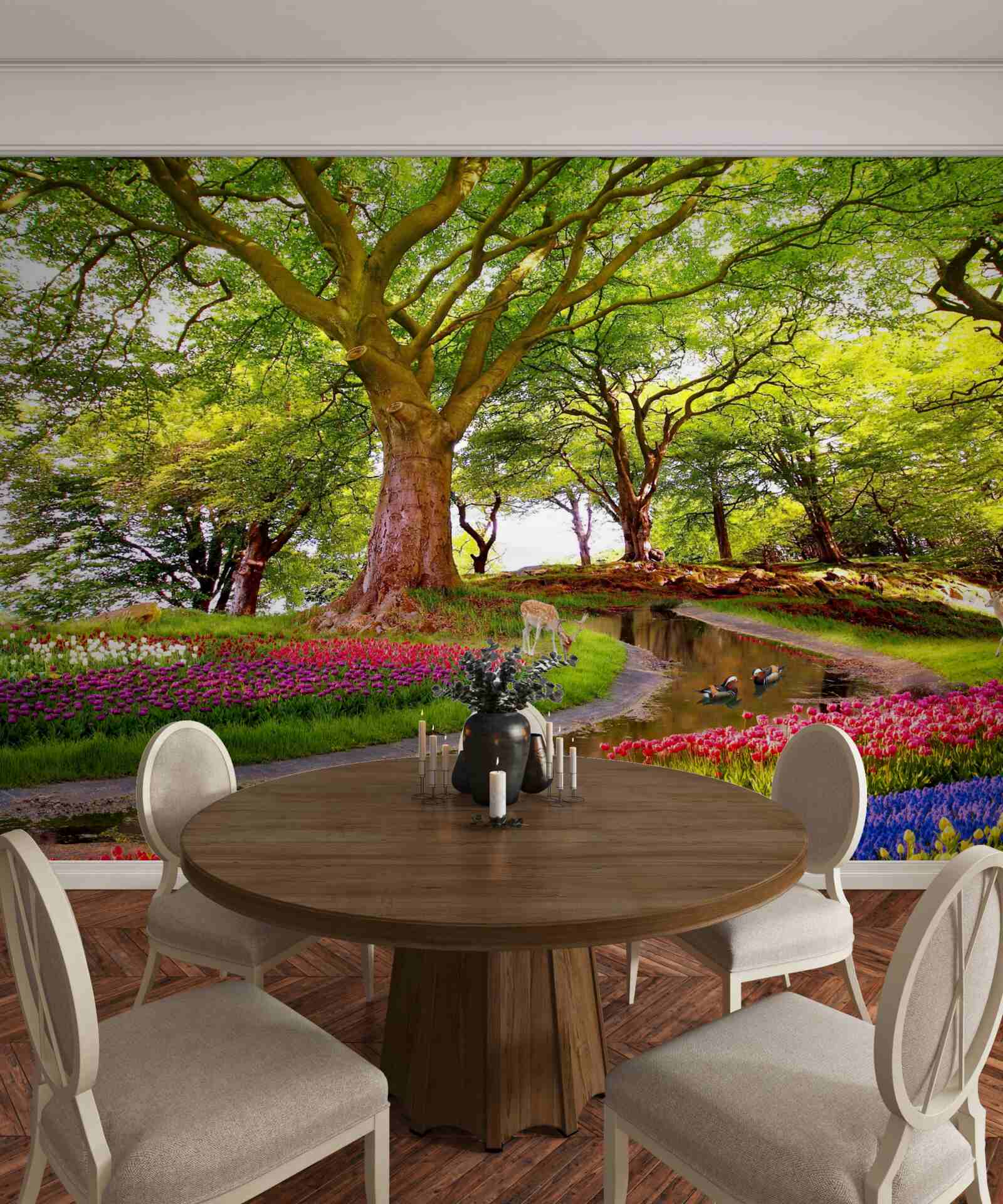 Фотошпалери розмаїття літніх відтінків у глибині лісу