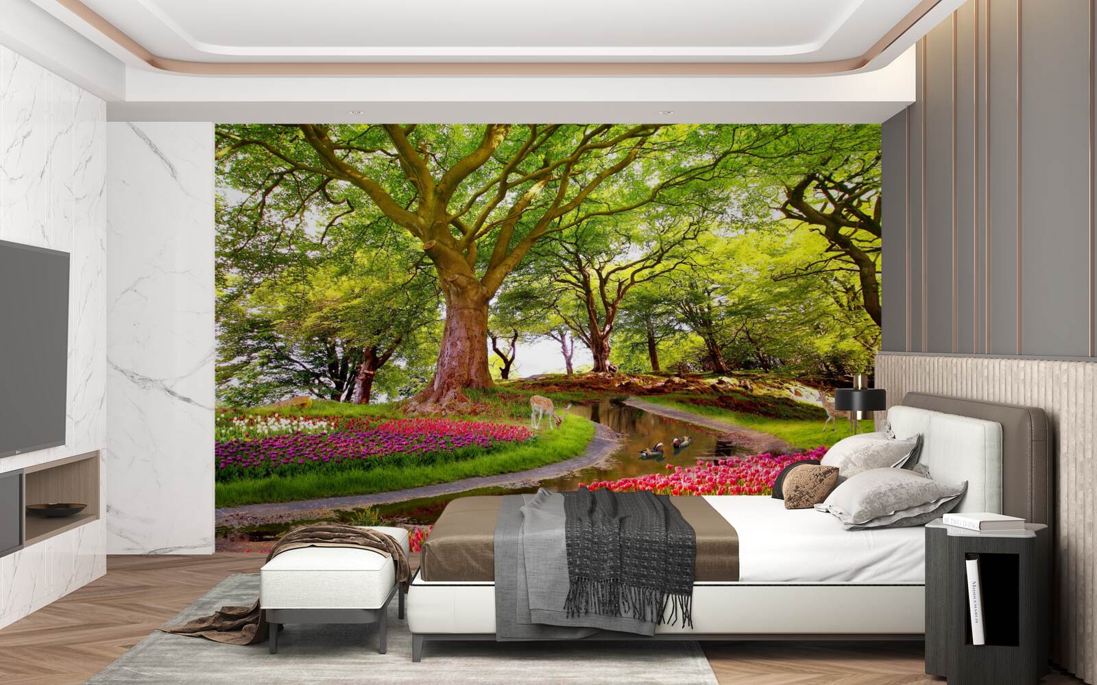 Фотошпалери розмаїття літніх відтінків у глибині лісу