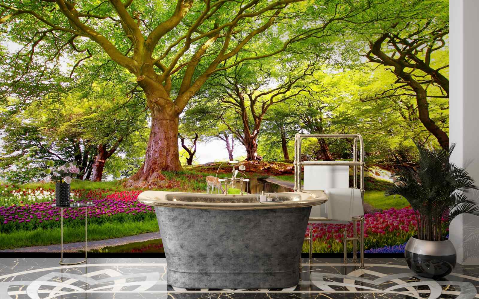 Фотошпалери розмаїття літніх відтінків у глибині лісу