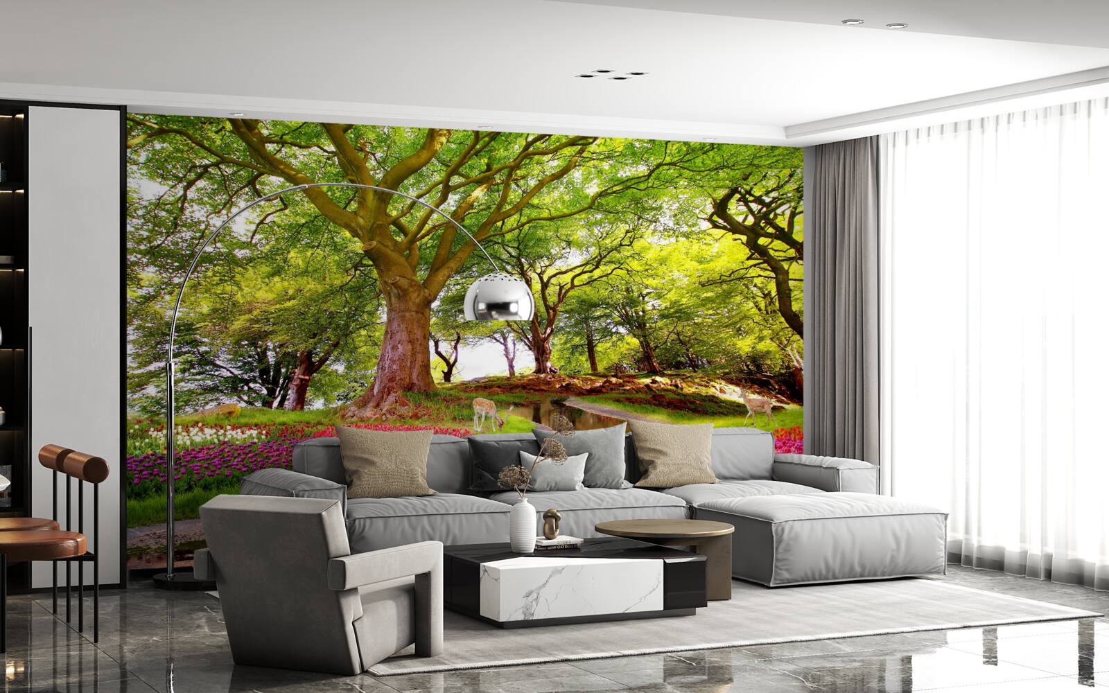 Фотошпалери розмаїття літніх відтінків у глибині лісу