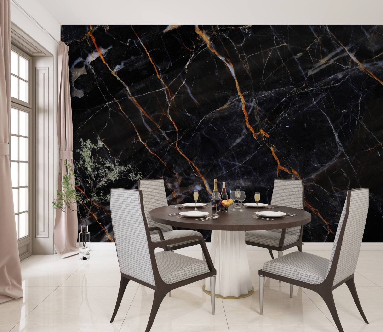 Фотошпалери вишуканий чорний мармур з аксесуарами