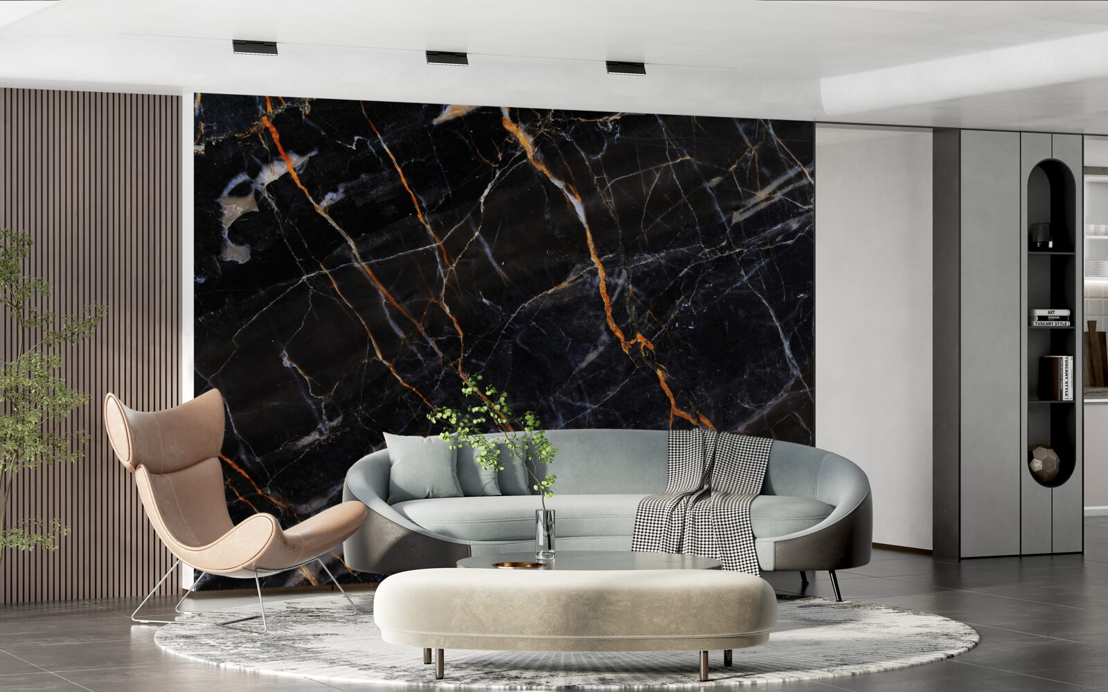 Фотошпалери вишуканий чорний мармур з аксесуарами