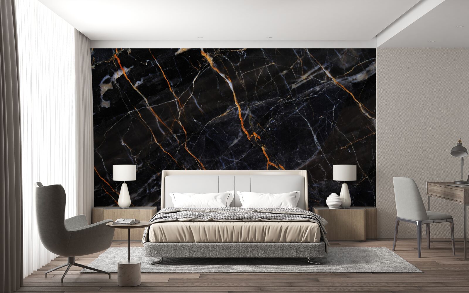 Фотошпалери вишуканий чорний мармур з аксесуарами