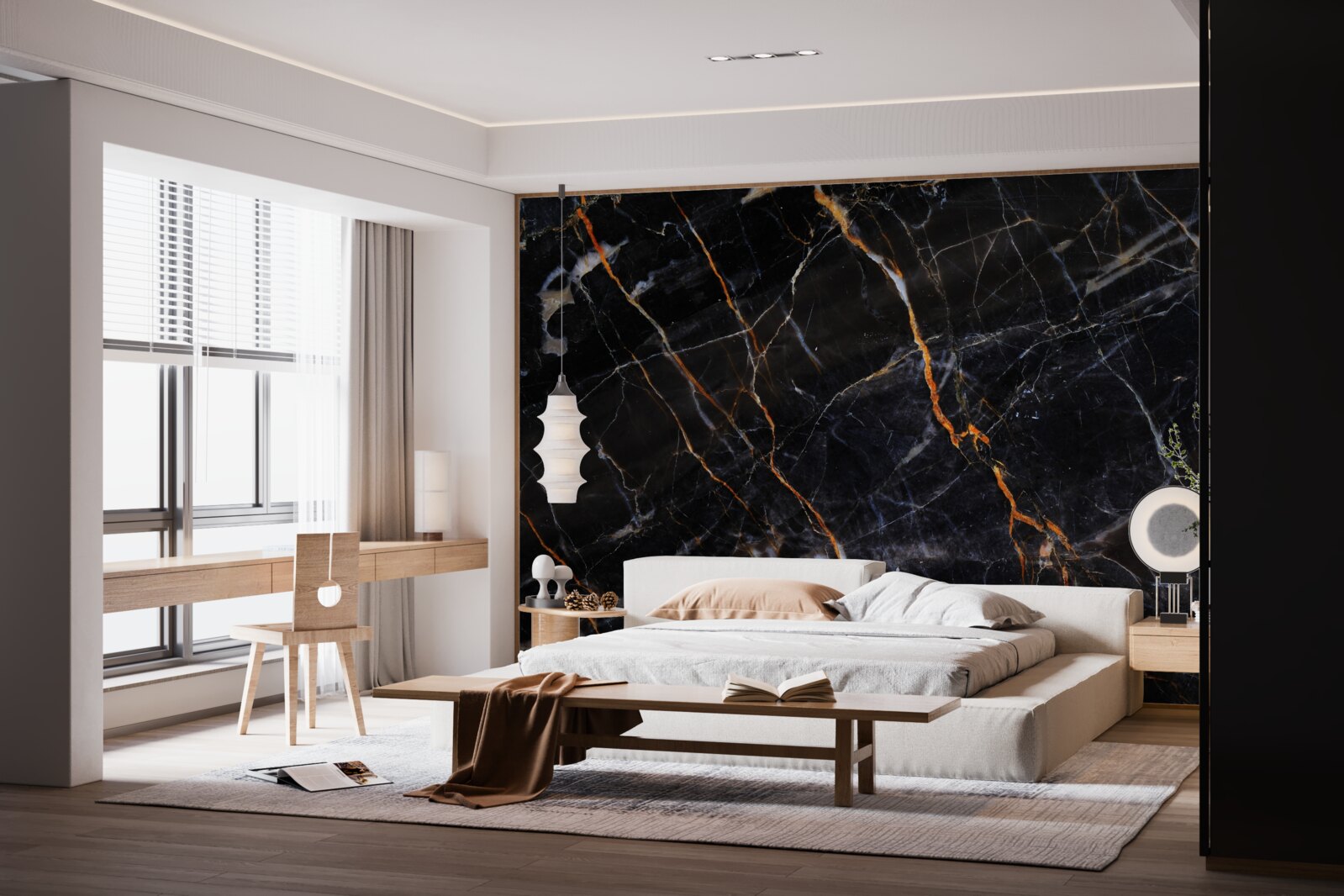 Фотошпалери вишуканий чорний мармур з аксесуарами