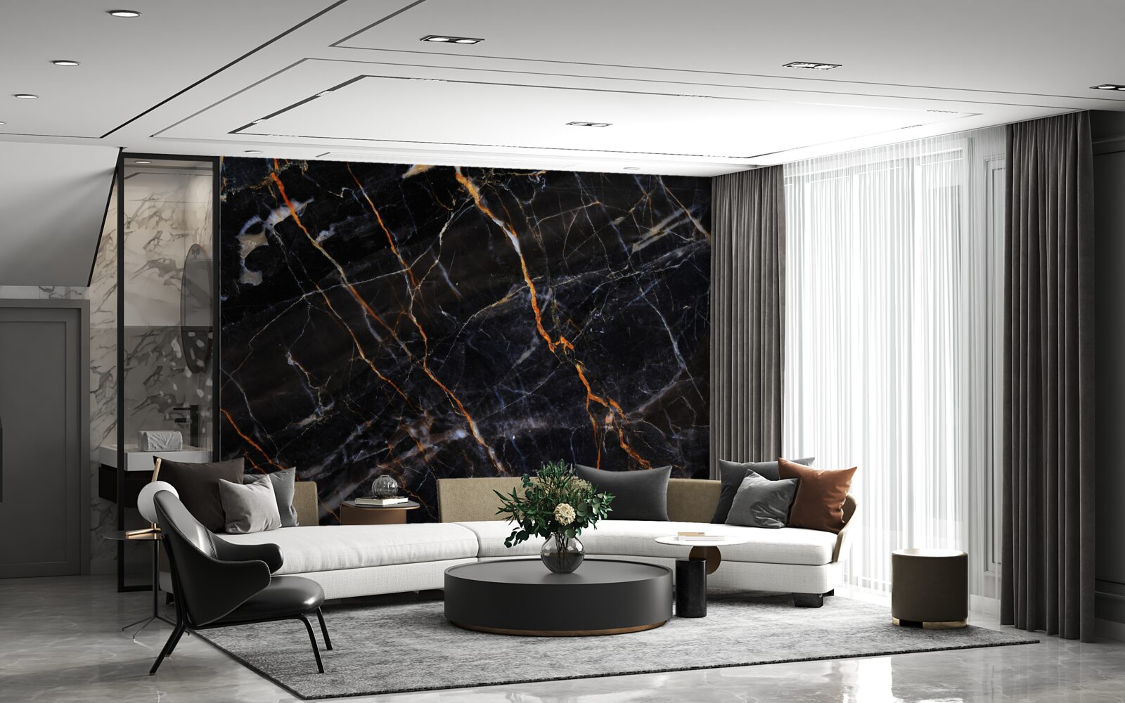 Фотошпалери вишуканий чорний мармур з аксесуарами