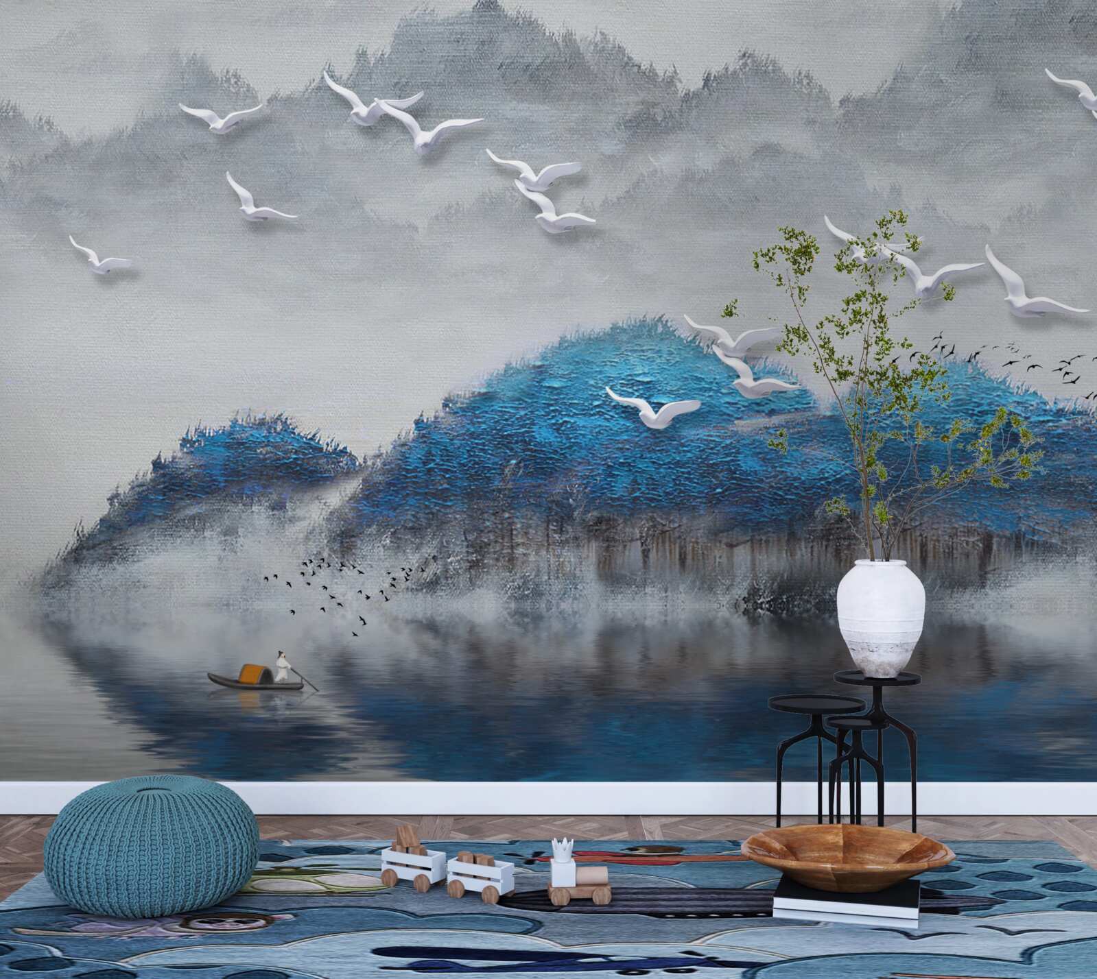 Фотошпалери річки виходять зі ставка