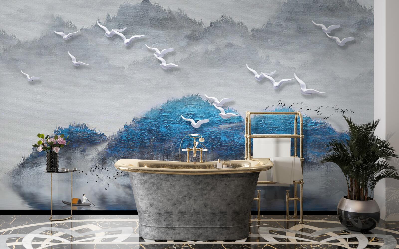 Фотошпалери річки виходять зі ставка