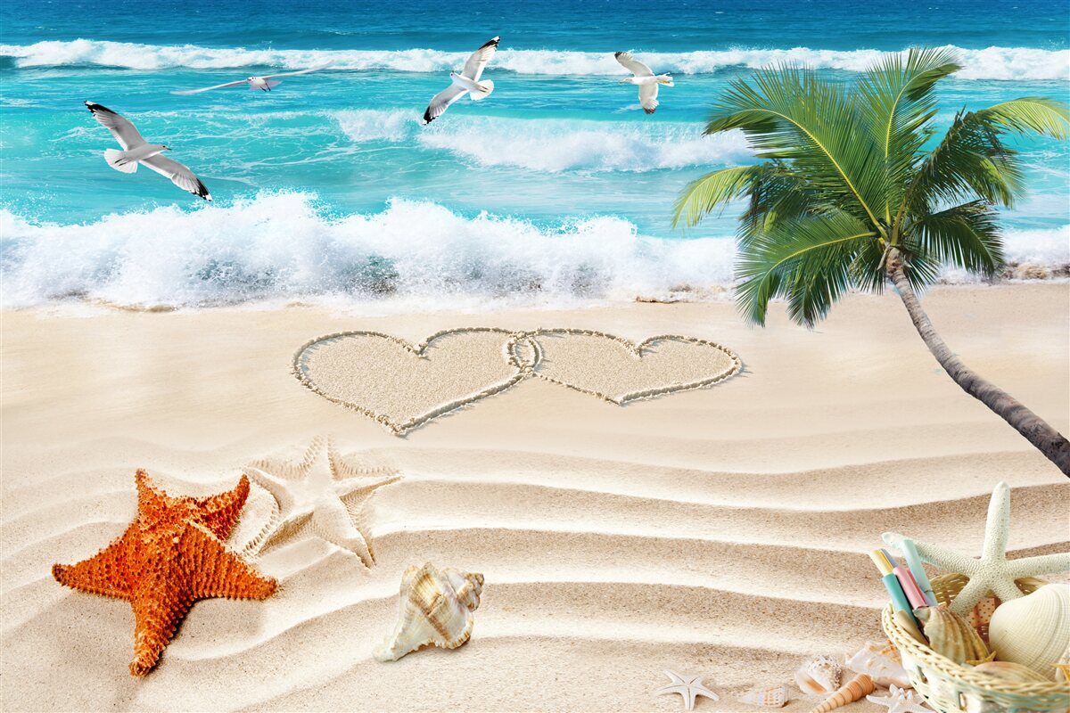 Фотошпалери пальми та пляж у тропіках