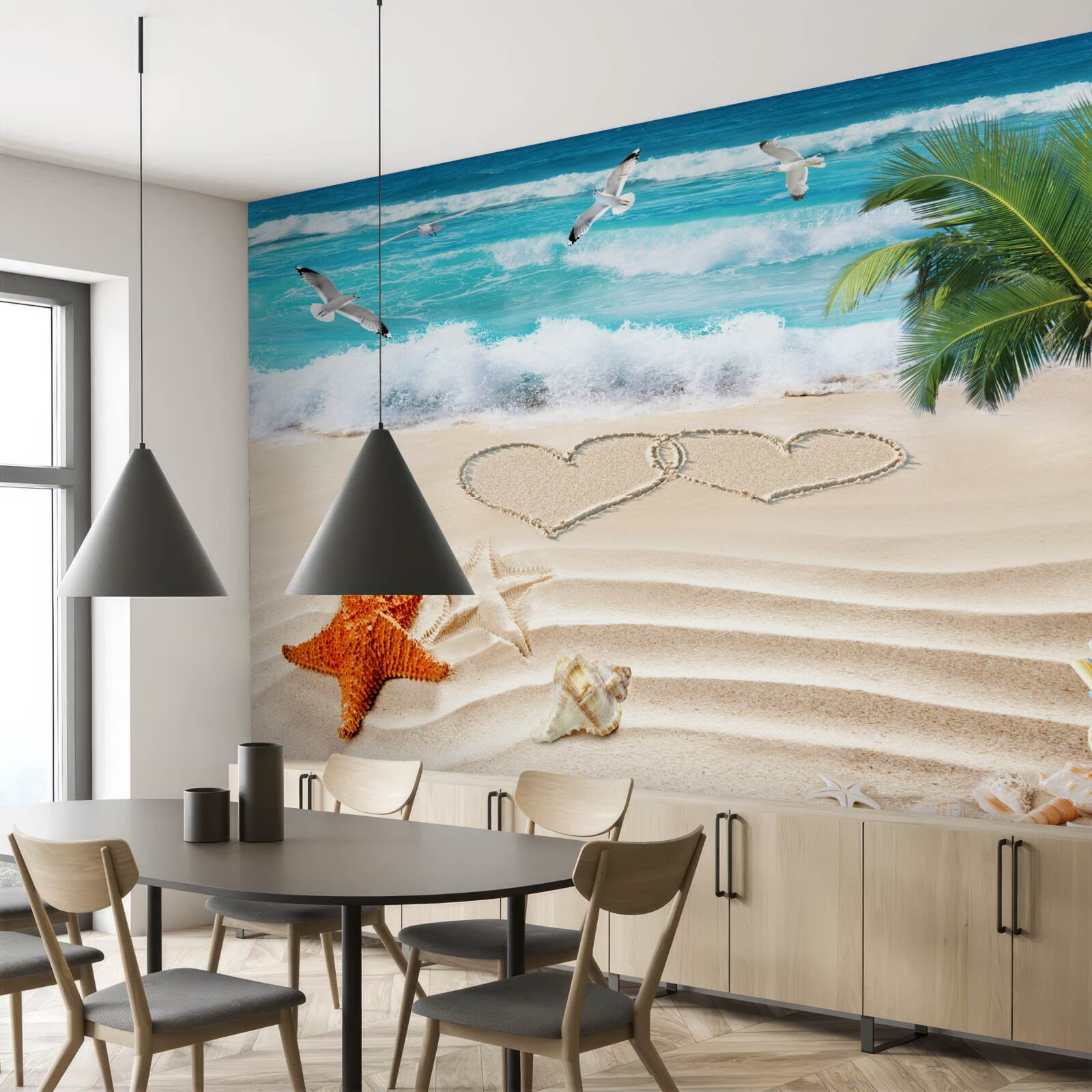 Фотошпалери пальми та пляж у тропіках