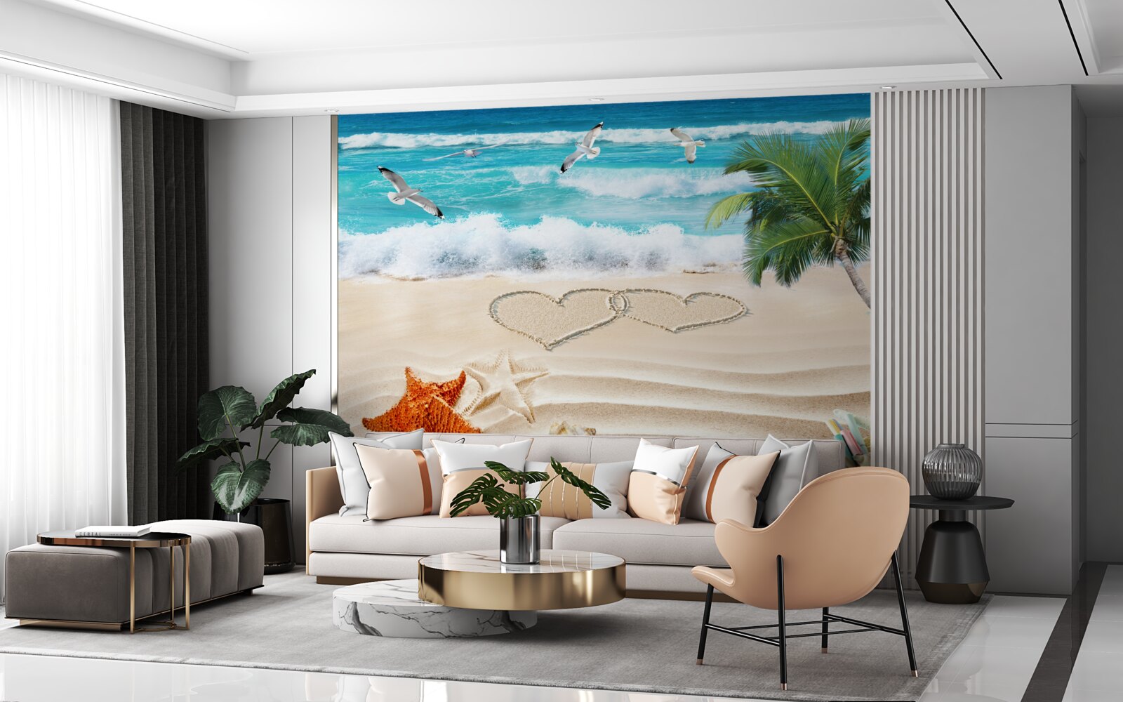 Фотошпалери пальми та пляж у тропіках