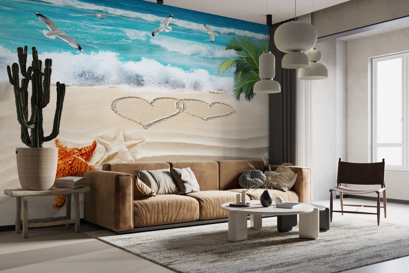 Фотошпалери пальми та пляж у тропіках