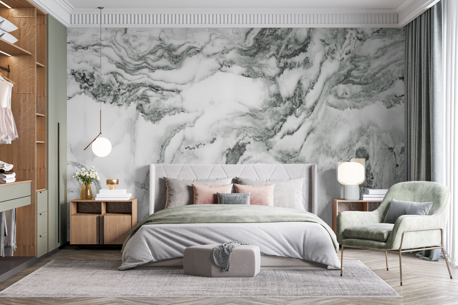 Фотошпалери традиційний мармур у чорно-білих тонах