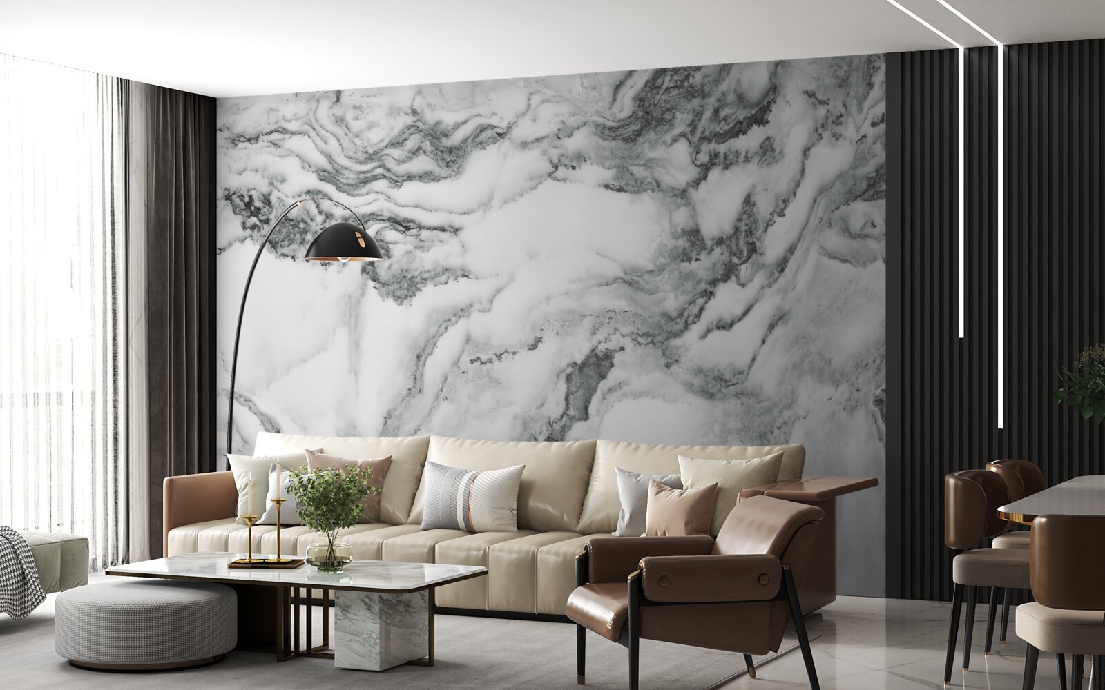 Фотошпалери традиційний мармур у чорно-білих тонах