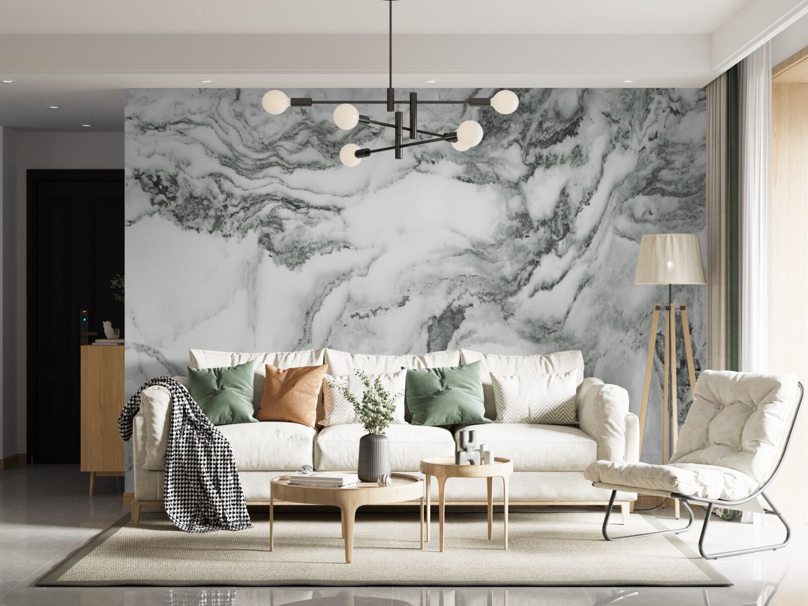 Фотошпалери традиційний мармур у чорно-білих тонах