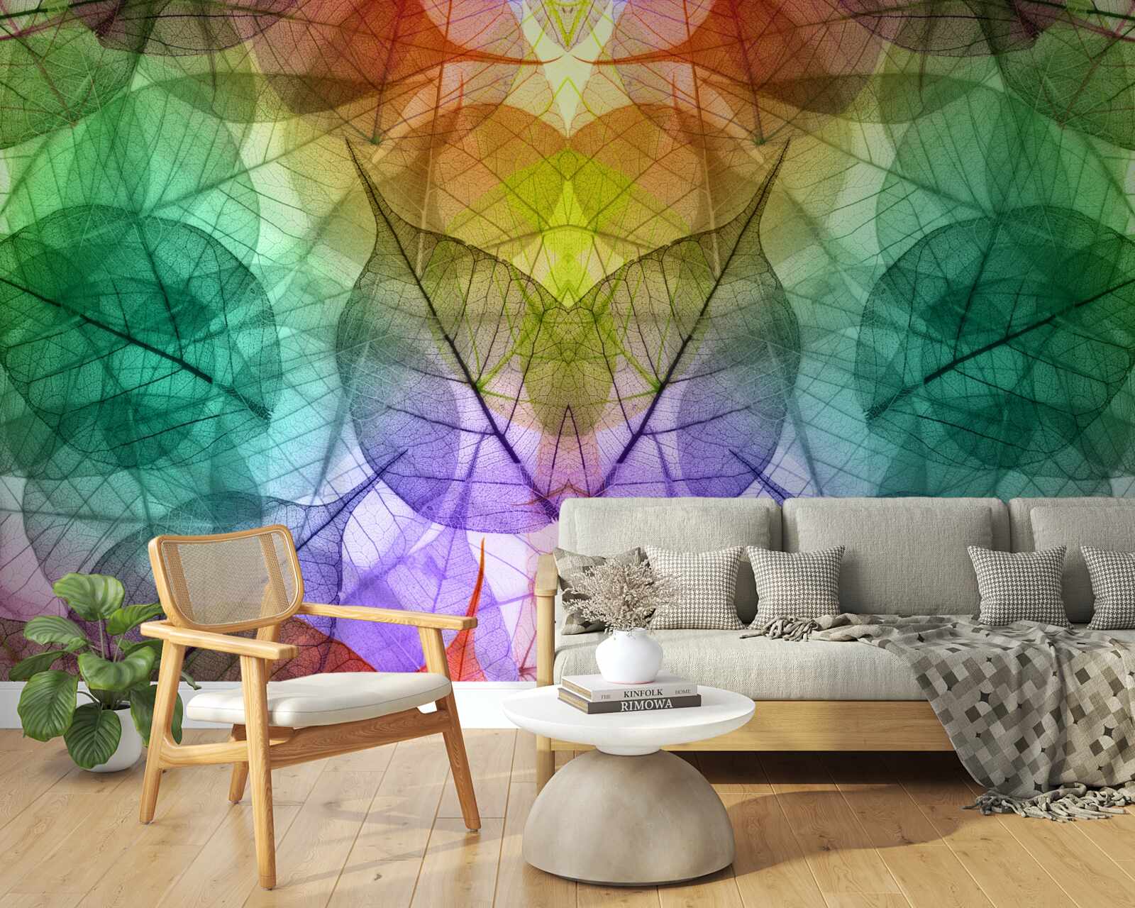 Фотошпалери листя переливається всіма відтінками веселки