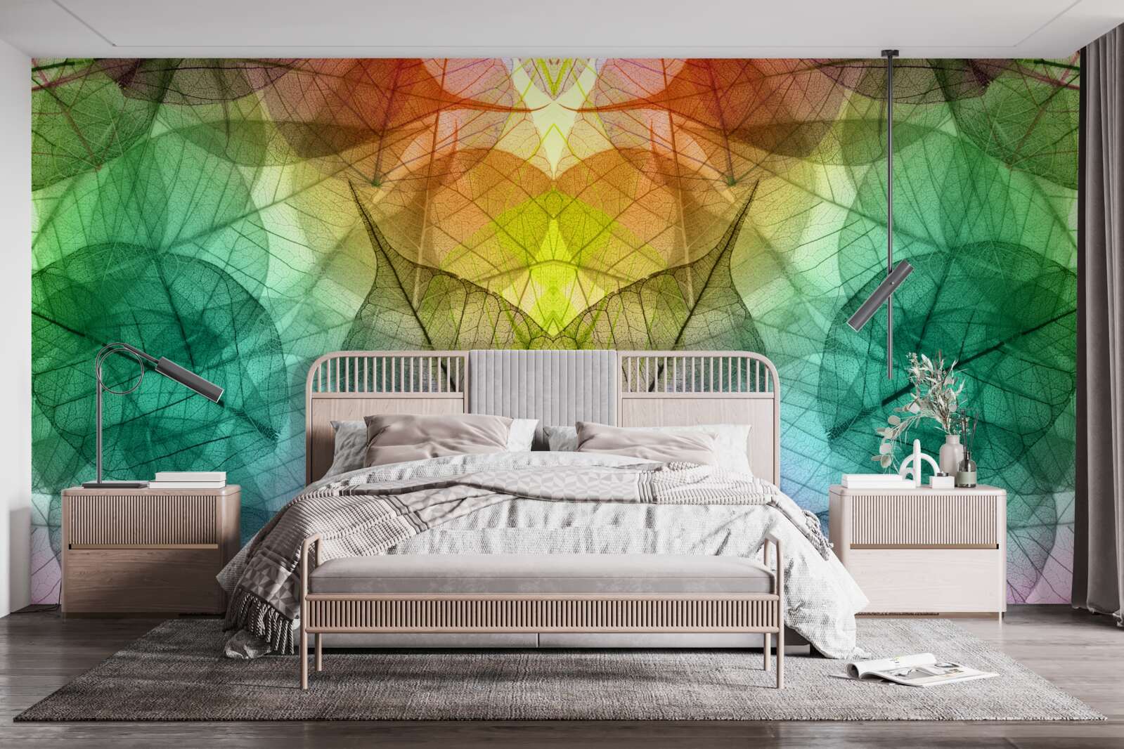 Фотошпалери листя переливається всіма відтінками веселки