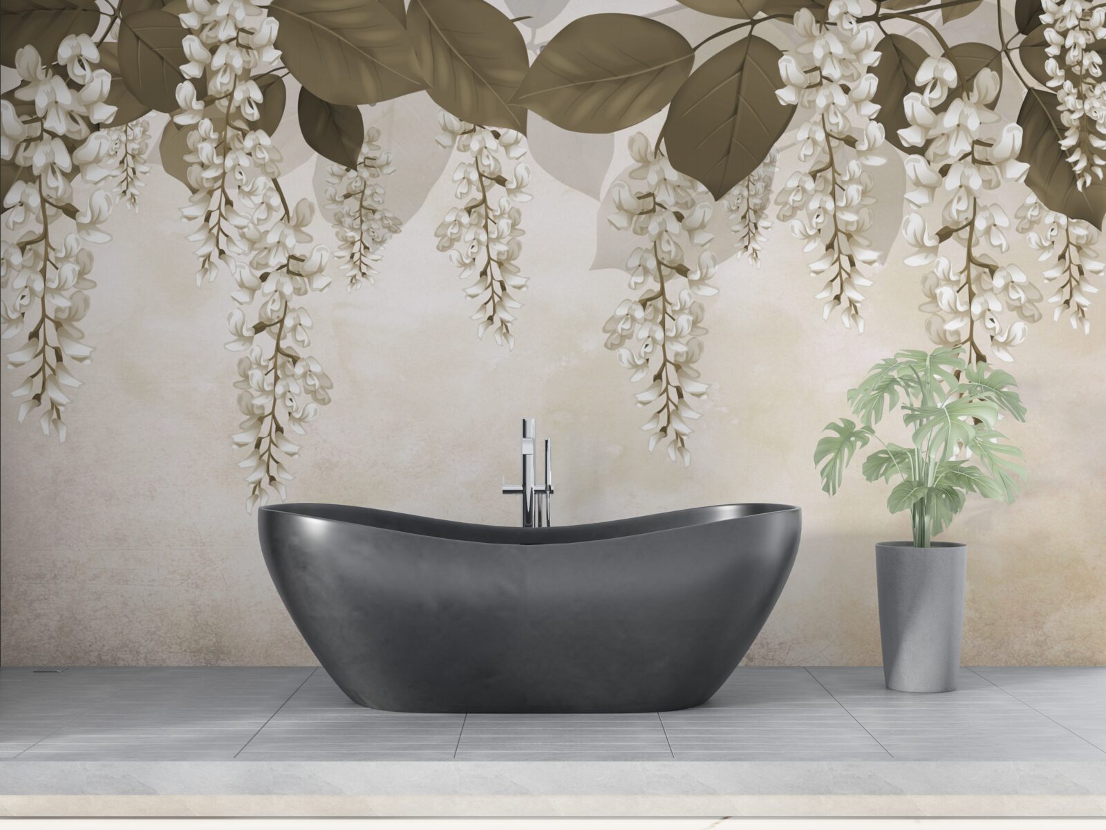 Фотошпалери акація з білими квітами