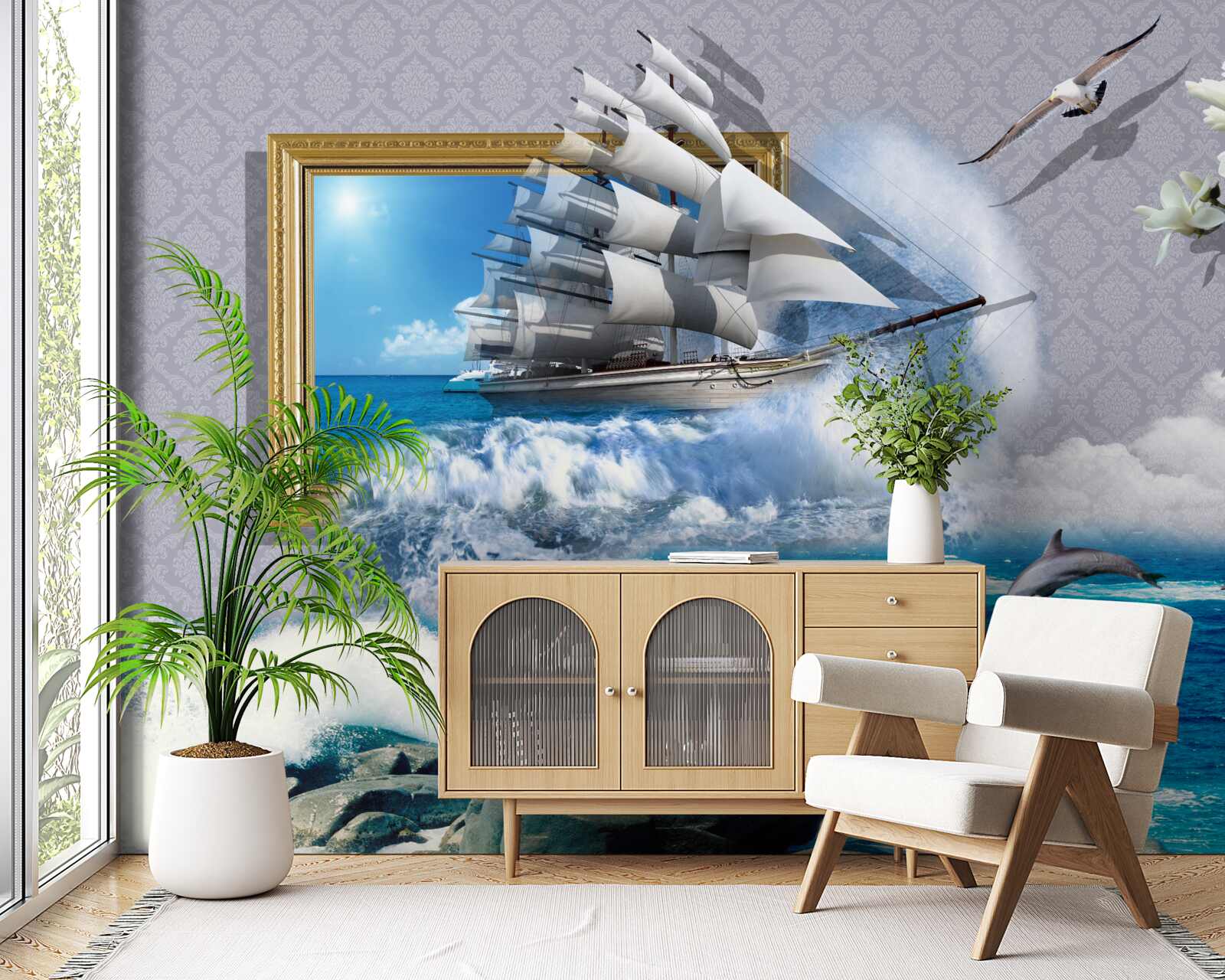 Фотошпалери зображення морського урагану на вітряку