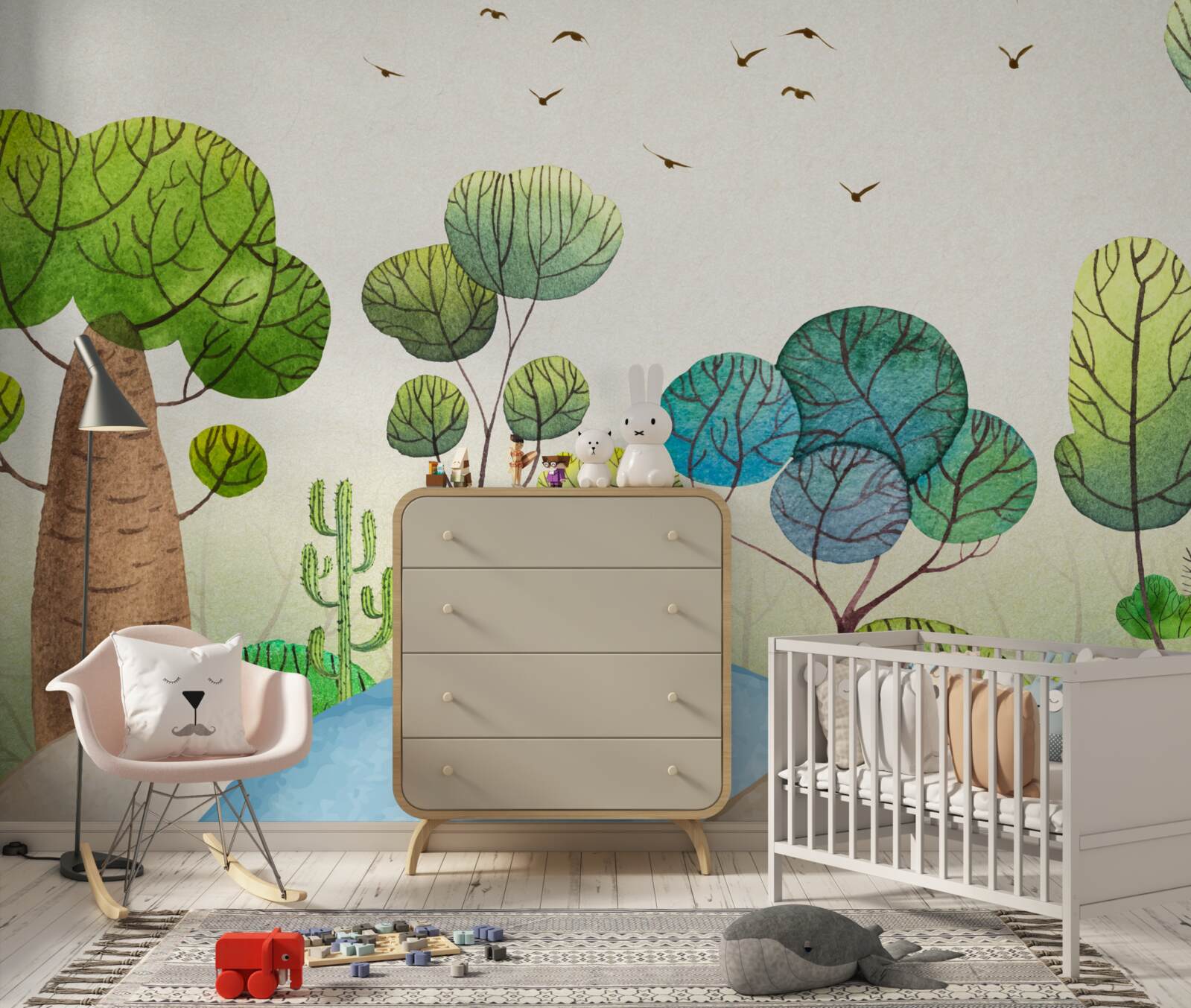 Фотошпалери ліс, населений казковими птахами