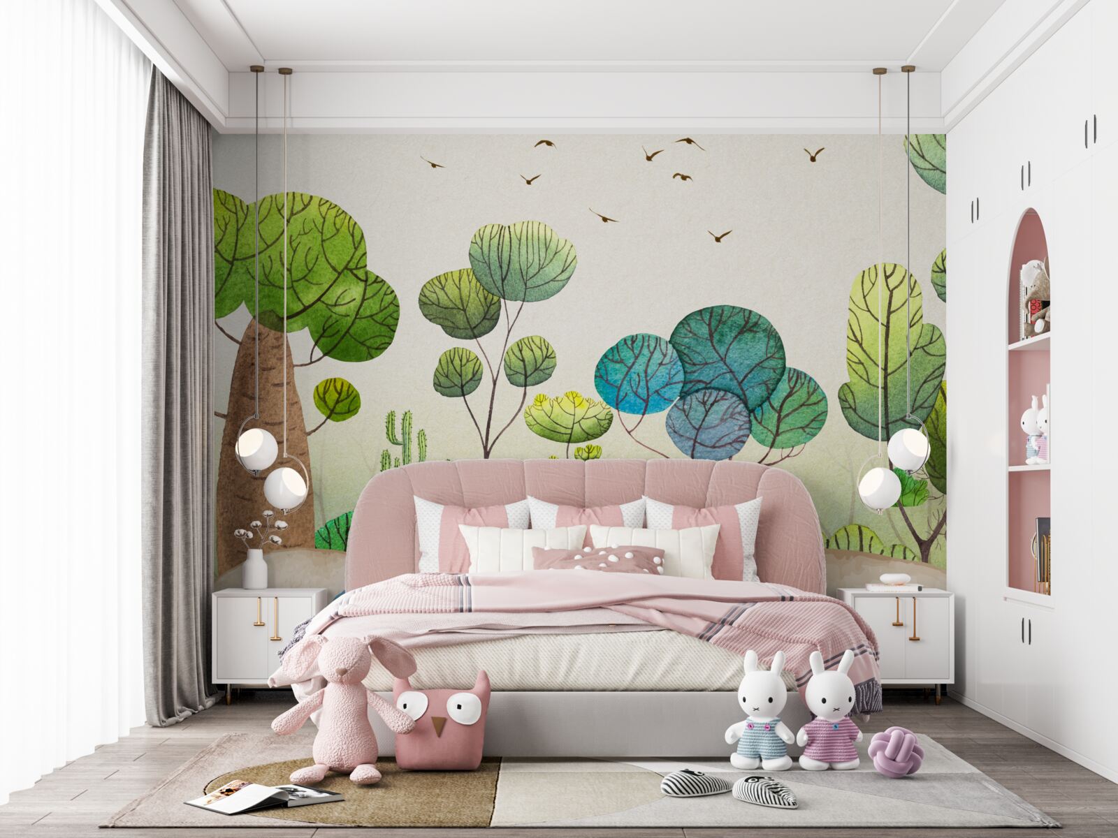 Фотошпалери ліс, населений казковими птахами