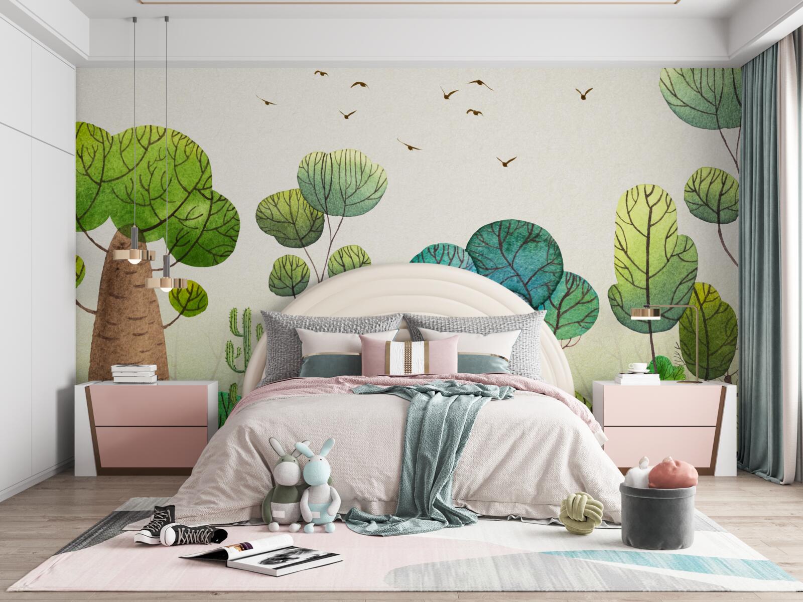 Фотошпалери ліс, населений казковими птахами