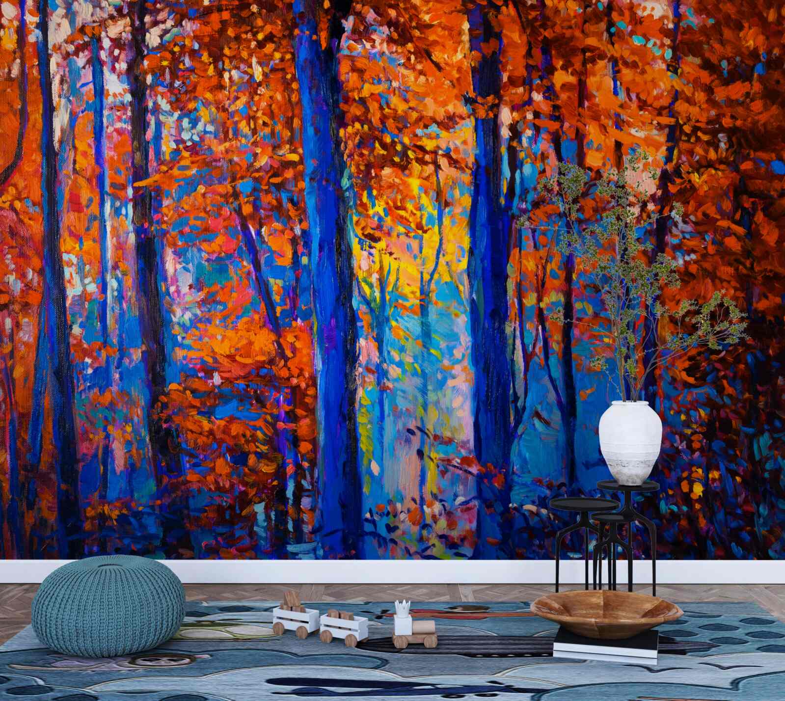 Фотошпалери контраст кольорів у лісі восени