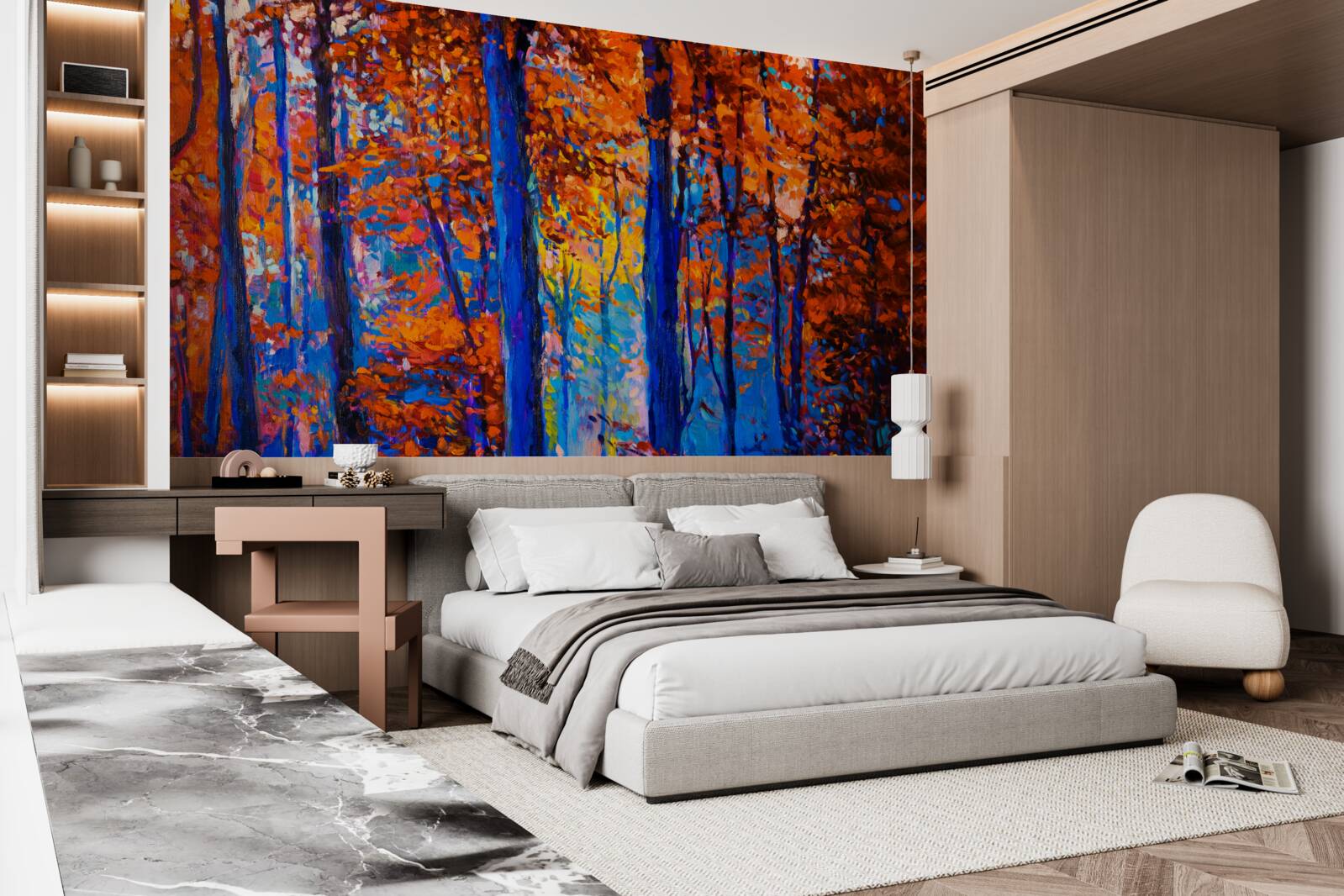 Фотошпалери контраст кольорів у лісі восени