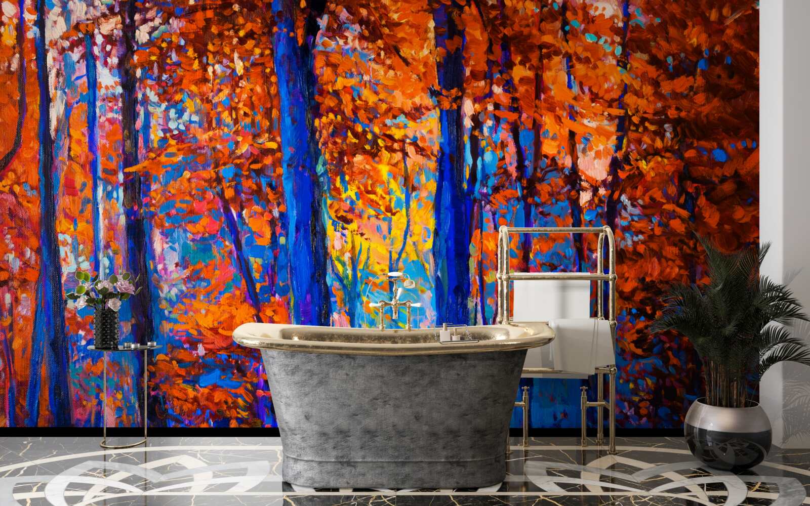 Фотошпалери контраст кольорів у лісі восени