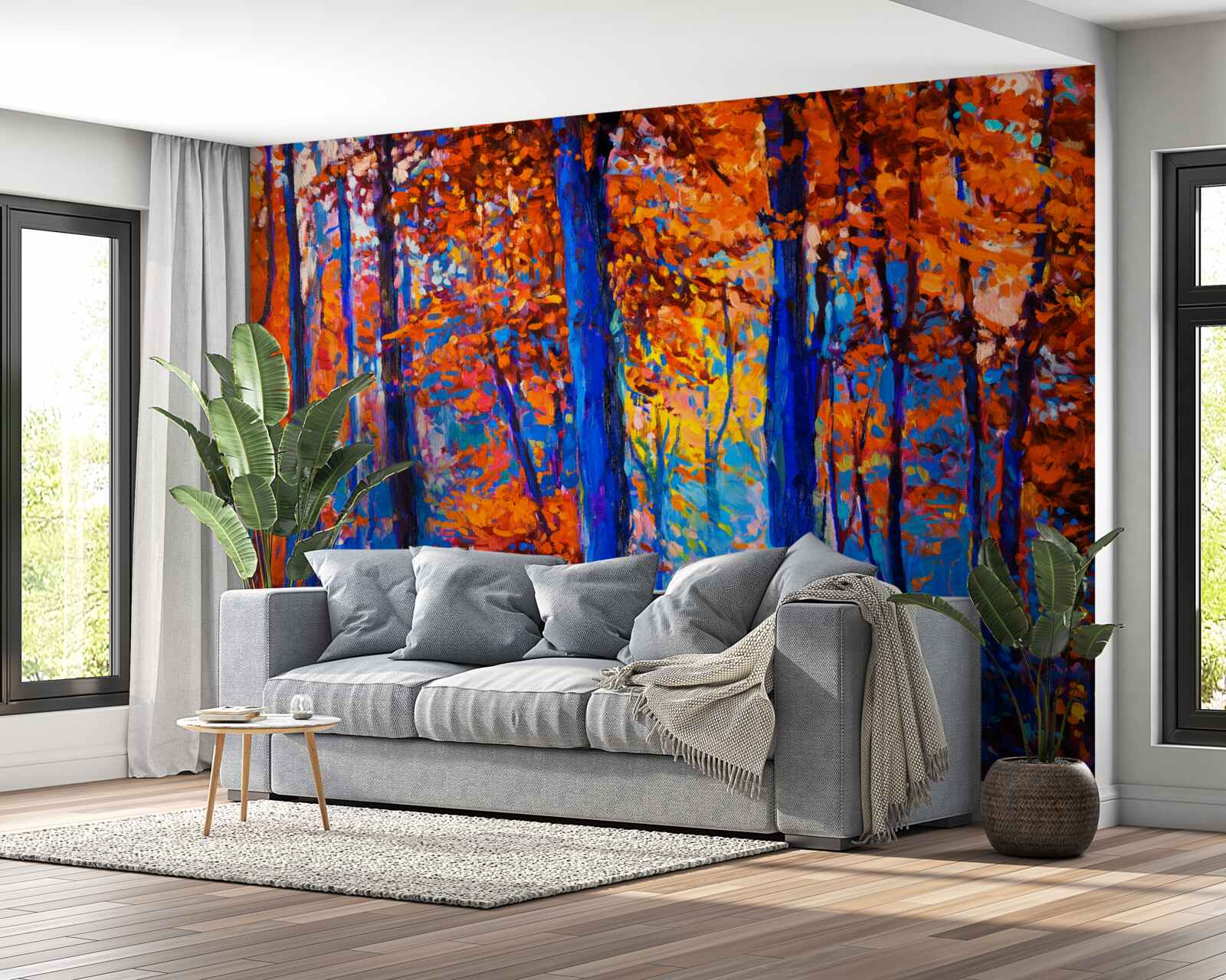 Фотошпалери контраст кольорів у лісі восени