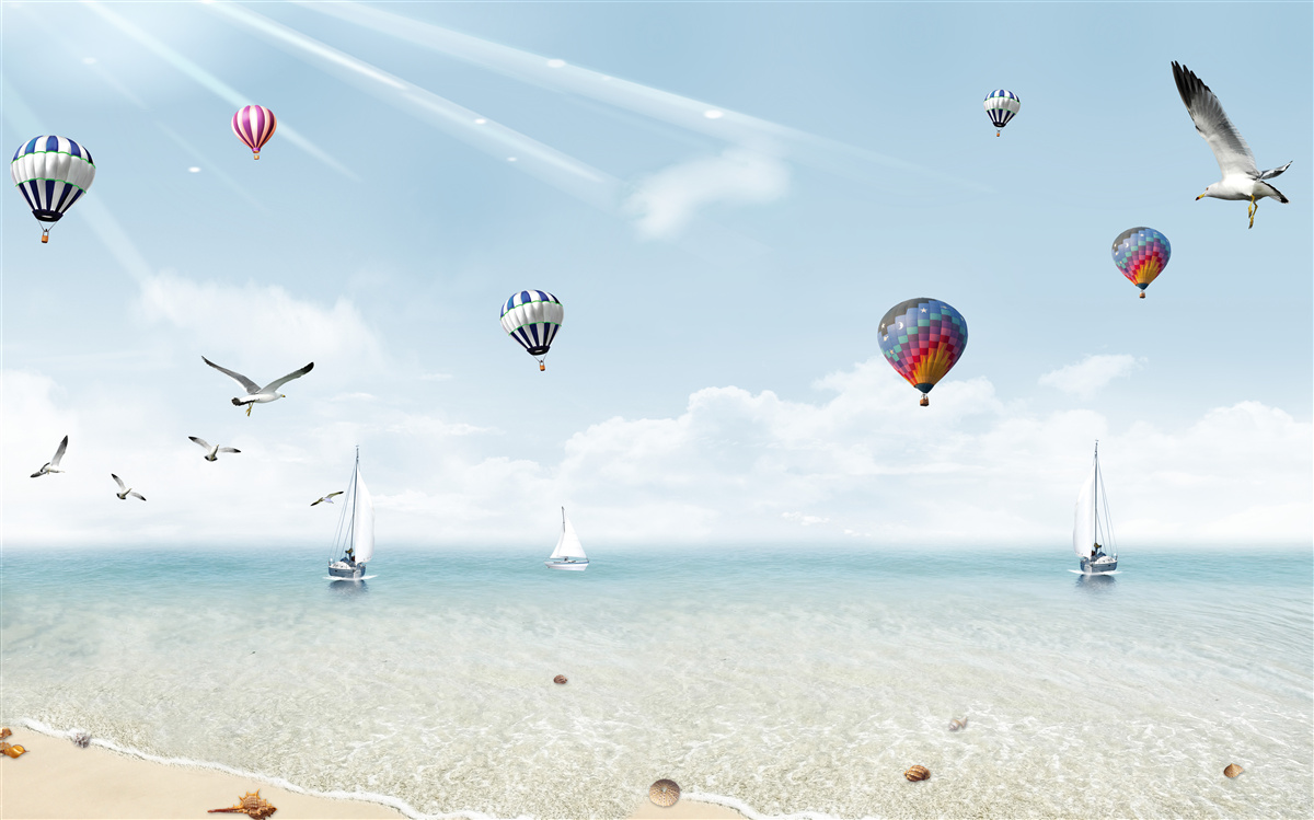 Фотошпалери море, повне повітряних кульок