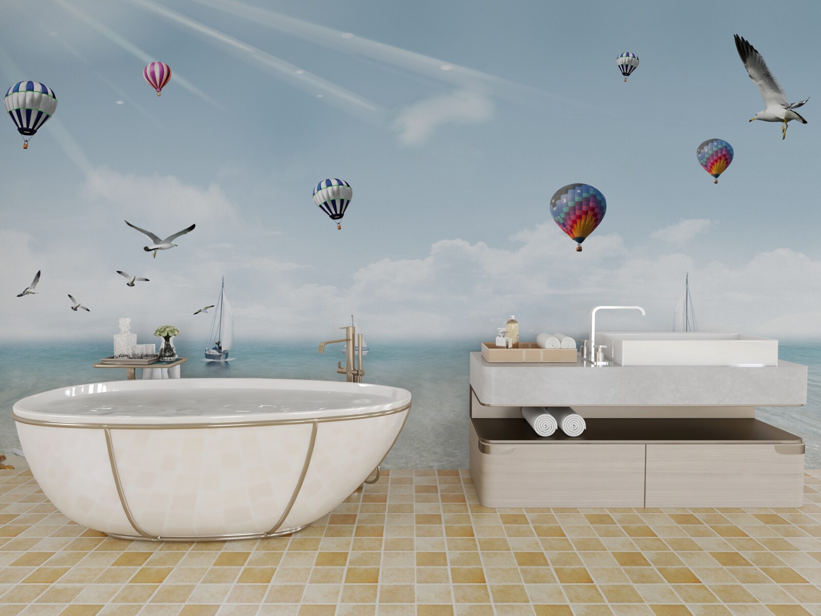 Фотошпалери море, повне повітряних кульок