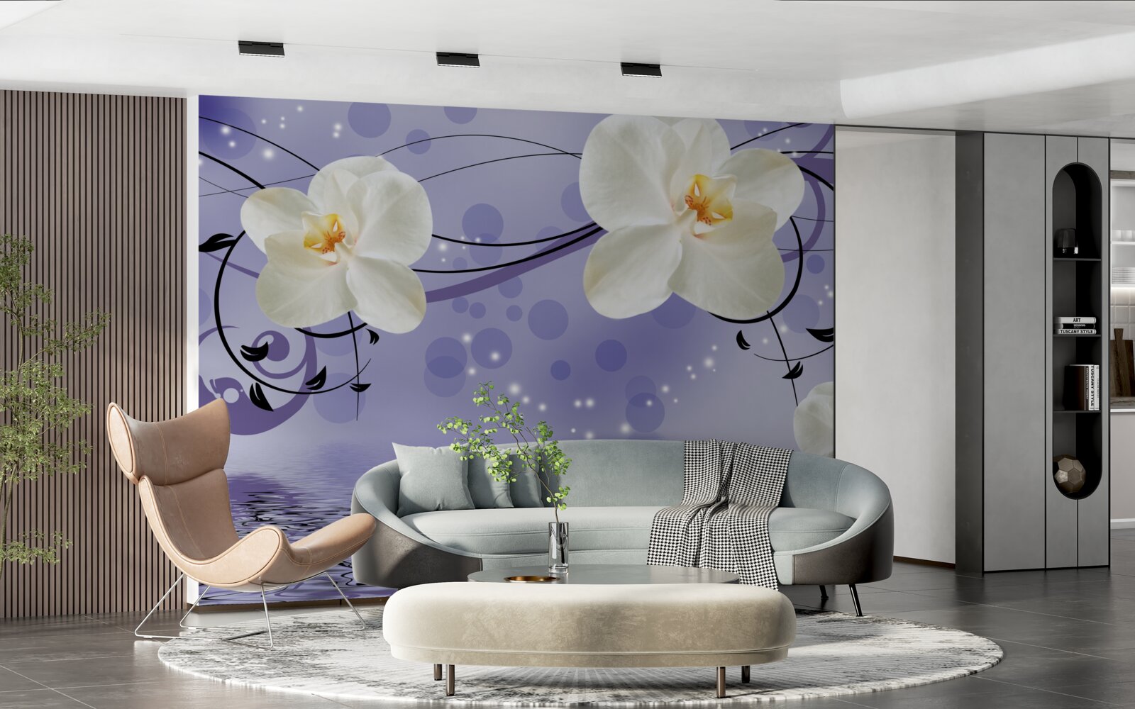 Фотошпалери біля ставка - великі білосніжні квіти