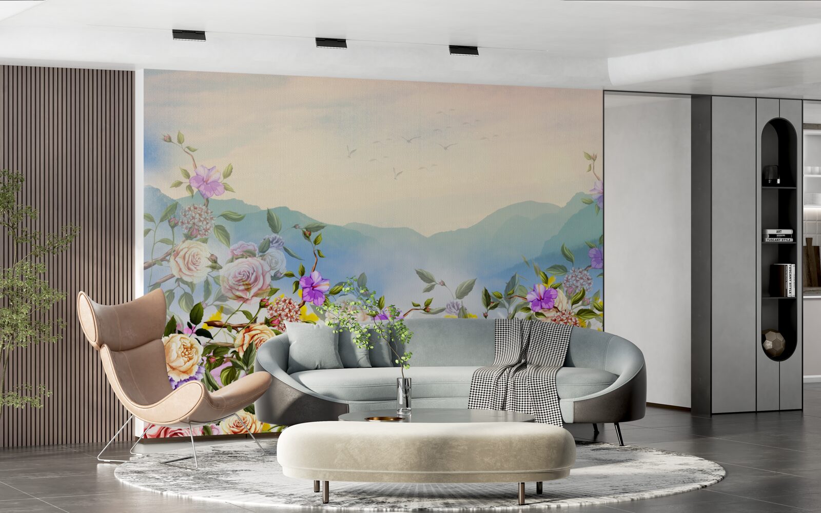 Фотошпалери кілька відтінків цвітіння на газоні