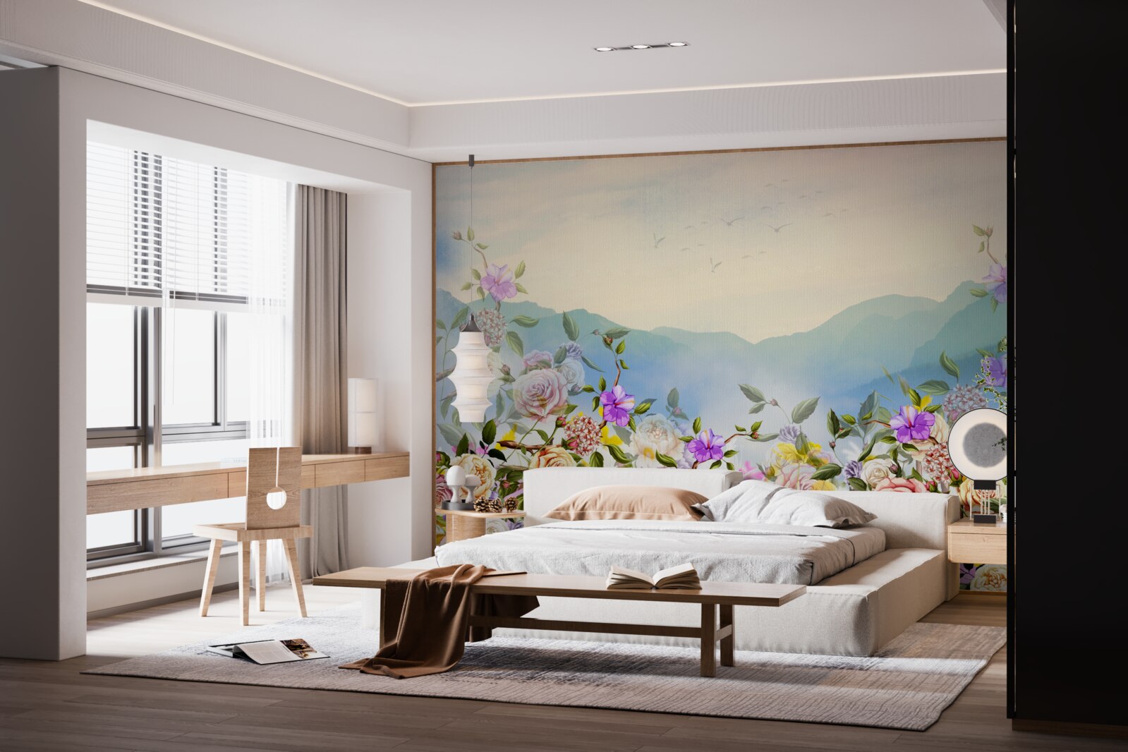 Фотошпалери кілька відтінків цвітіння на газоні