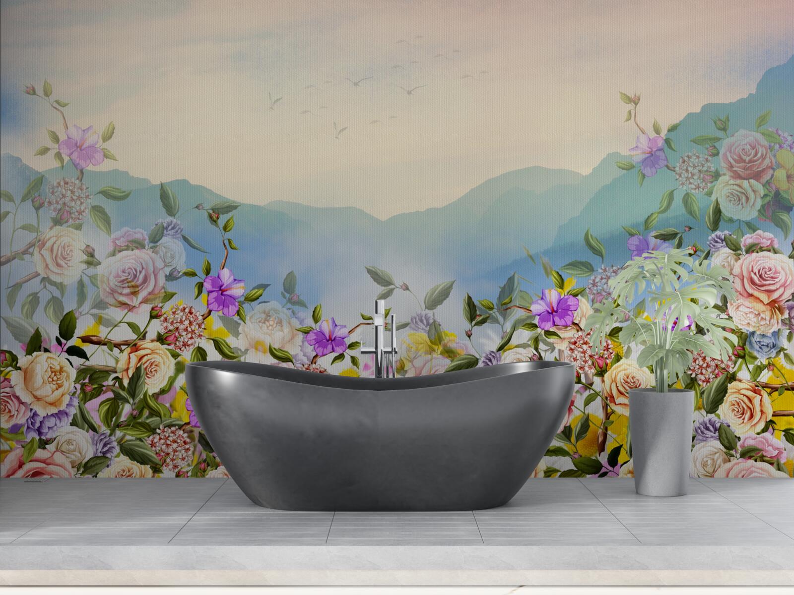 Фотошпалери кілька відтінків цвітіння на газоні