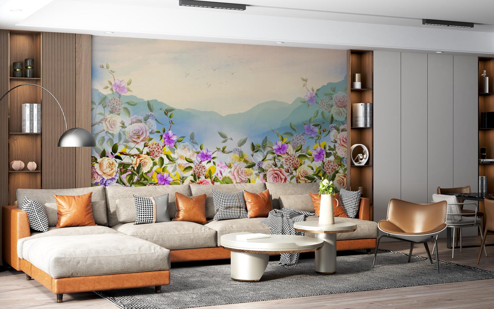 Фотошпалери кілька відтінків цвітіння на газоні