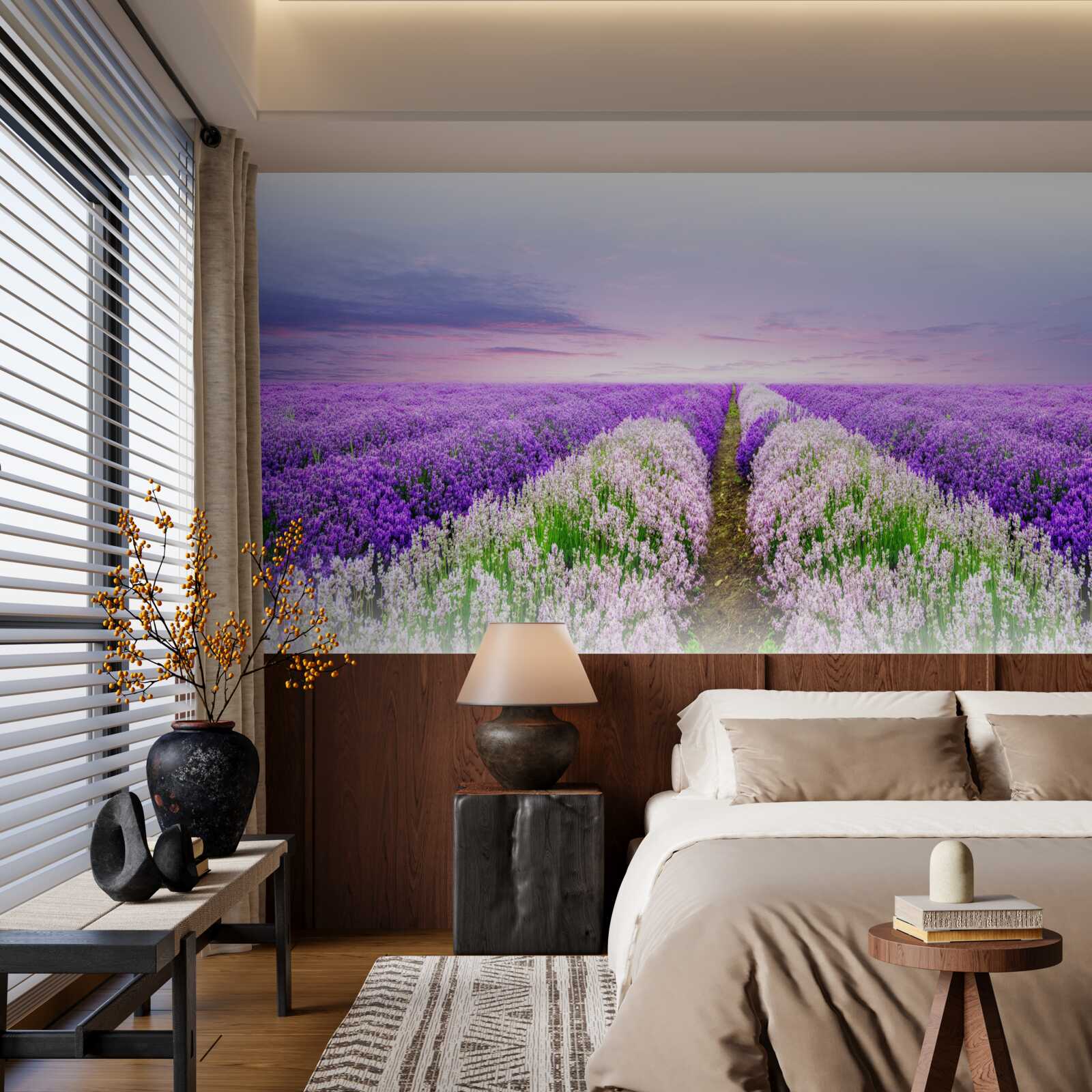 Фотошпалери поле із запашною лавандою на луках