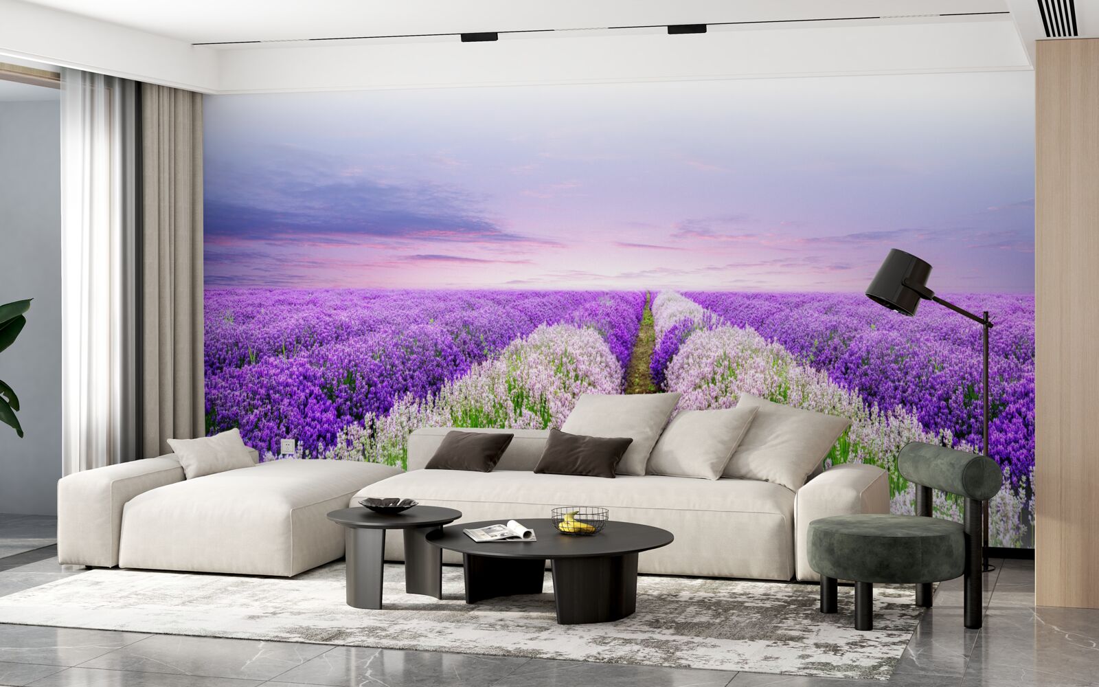 Фотошпалери поле із запашною лавандою на луках
